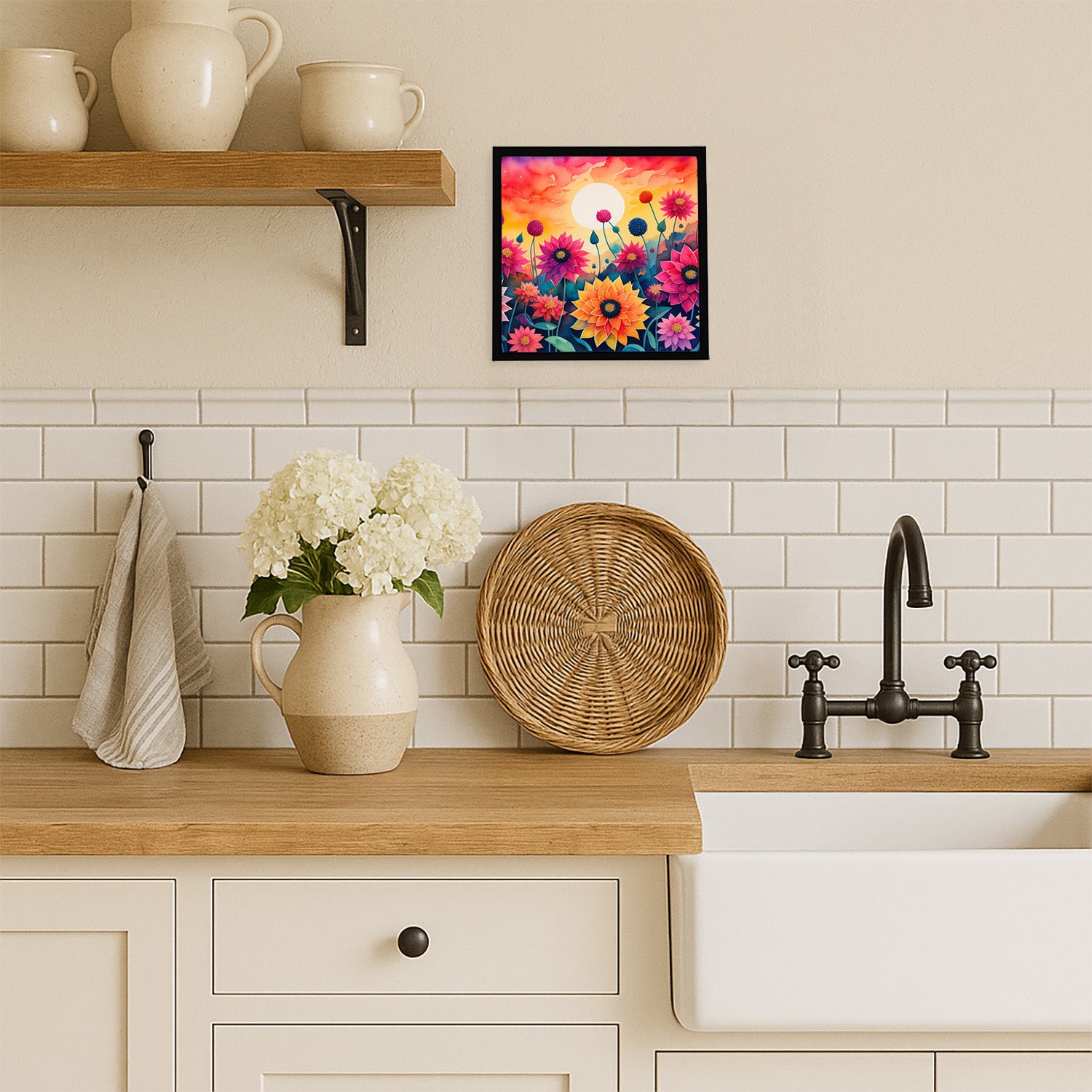 Caroline's Treasures Dahlias in Color Framed Metal Print