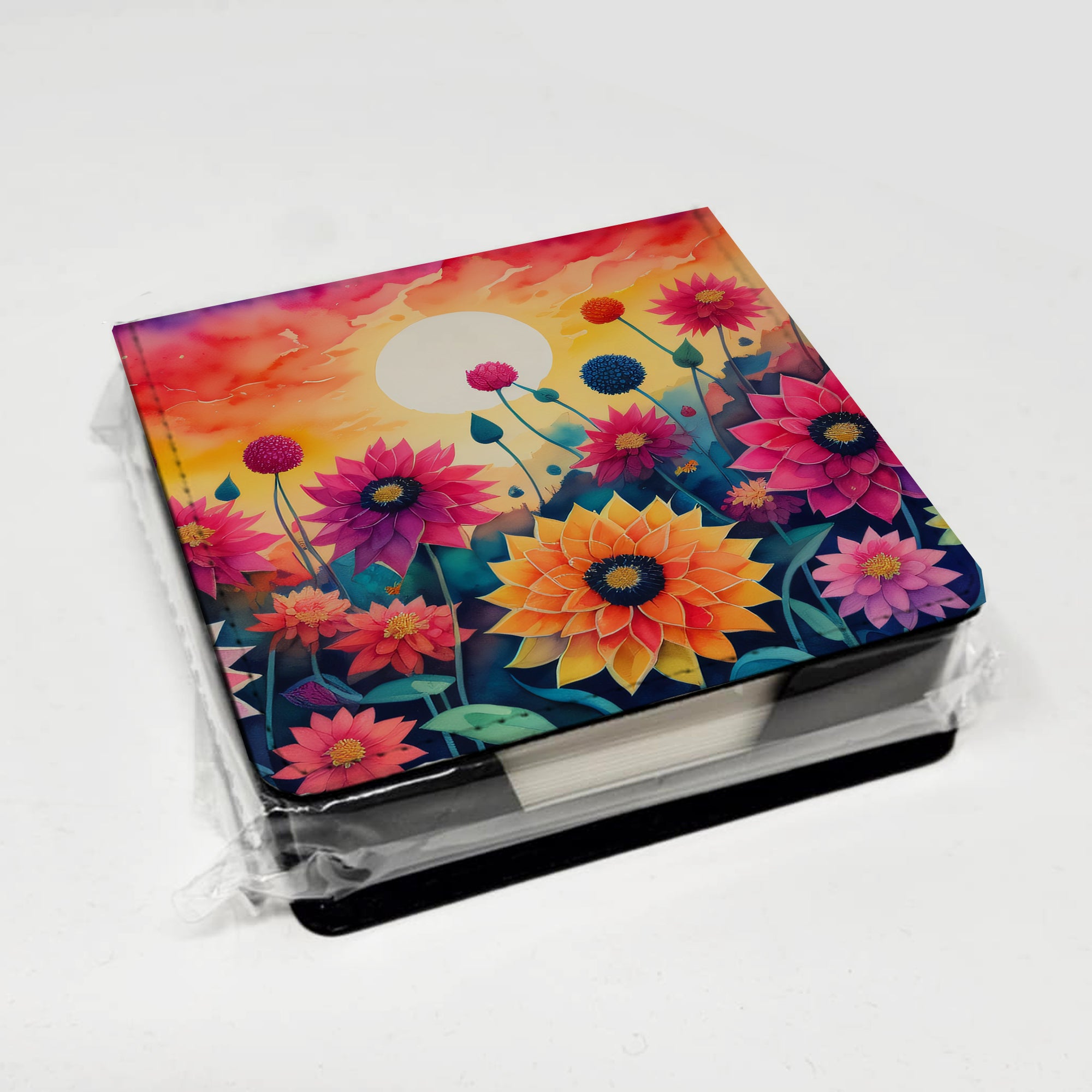 Caroline's Treasures Dahlias in Color PU Leather Note Paper Holder