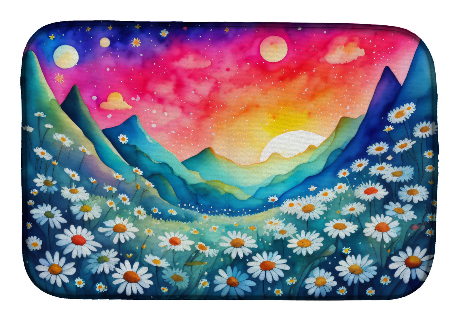 Caroline's Treasures Daisies in Color Dish Drying Mat