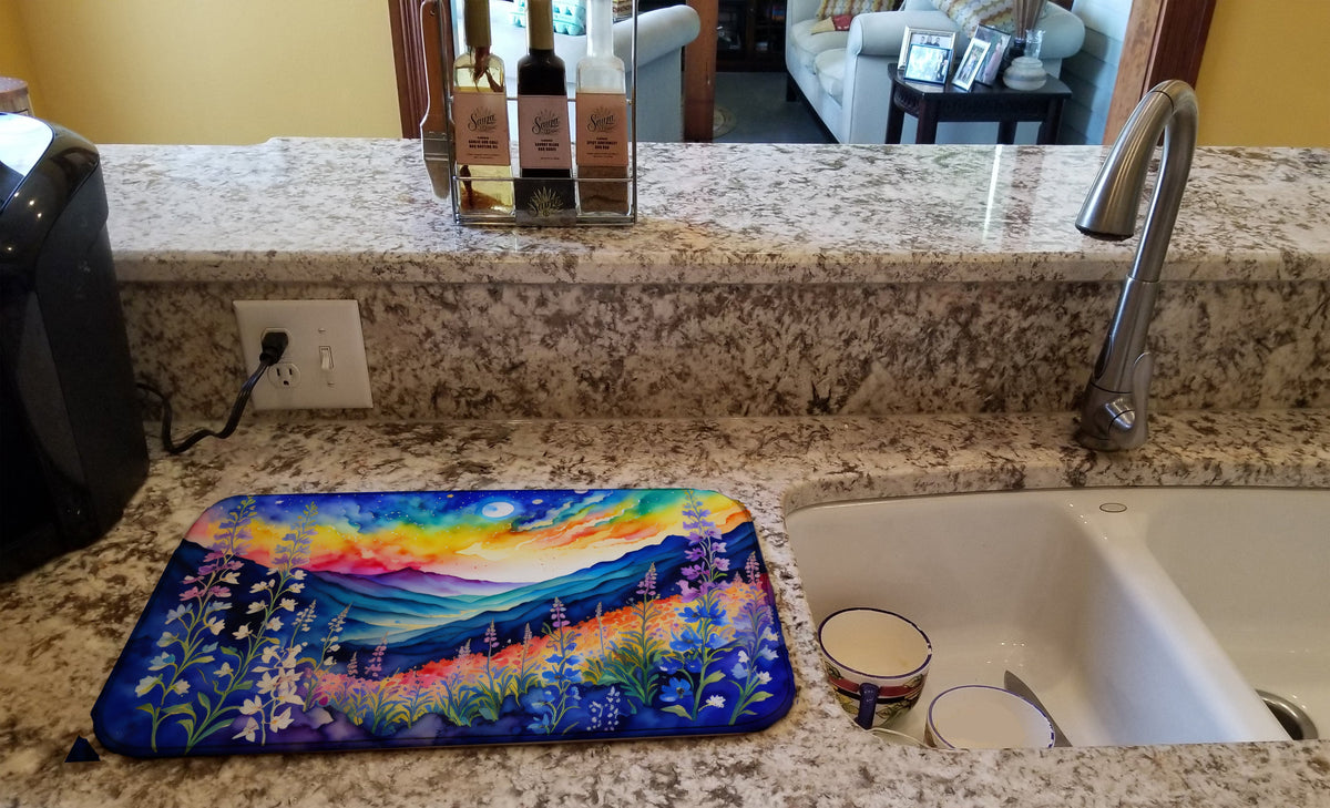 Caroline's Treasures Delphinium in Color Dish Drying Mat