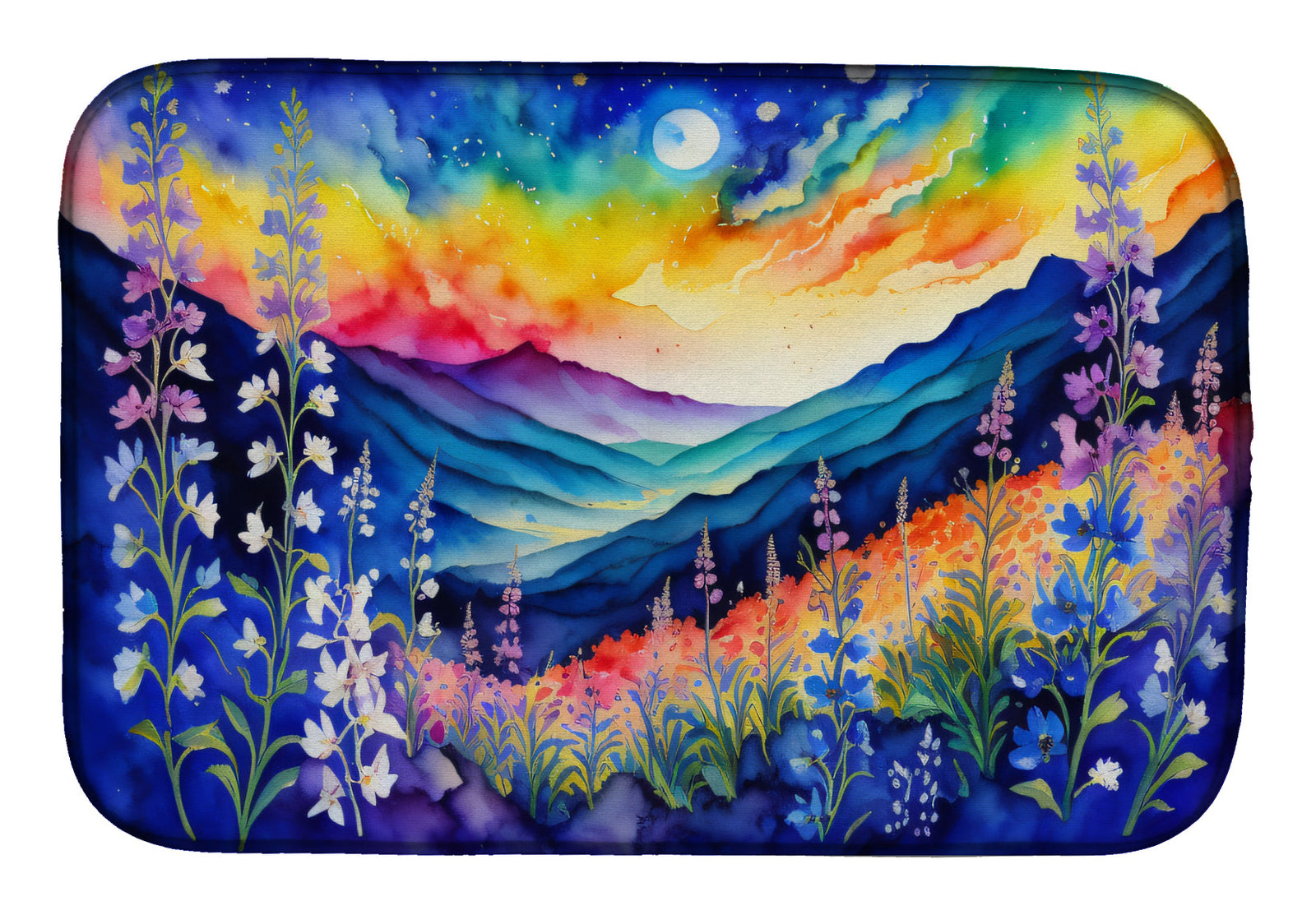 Caroline's Treasures Delphinium in Color Dish Drying Mat