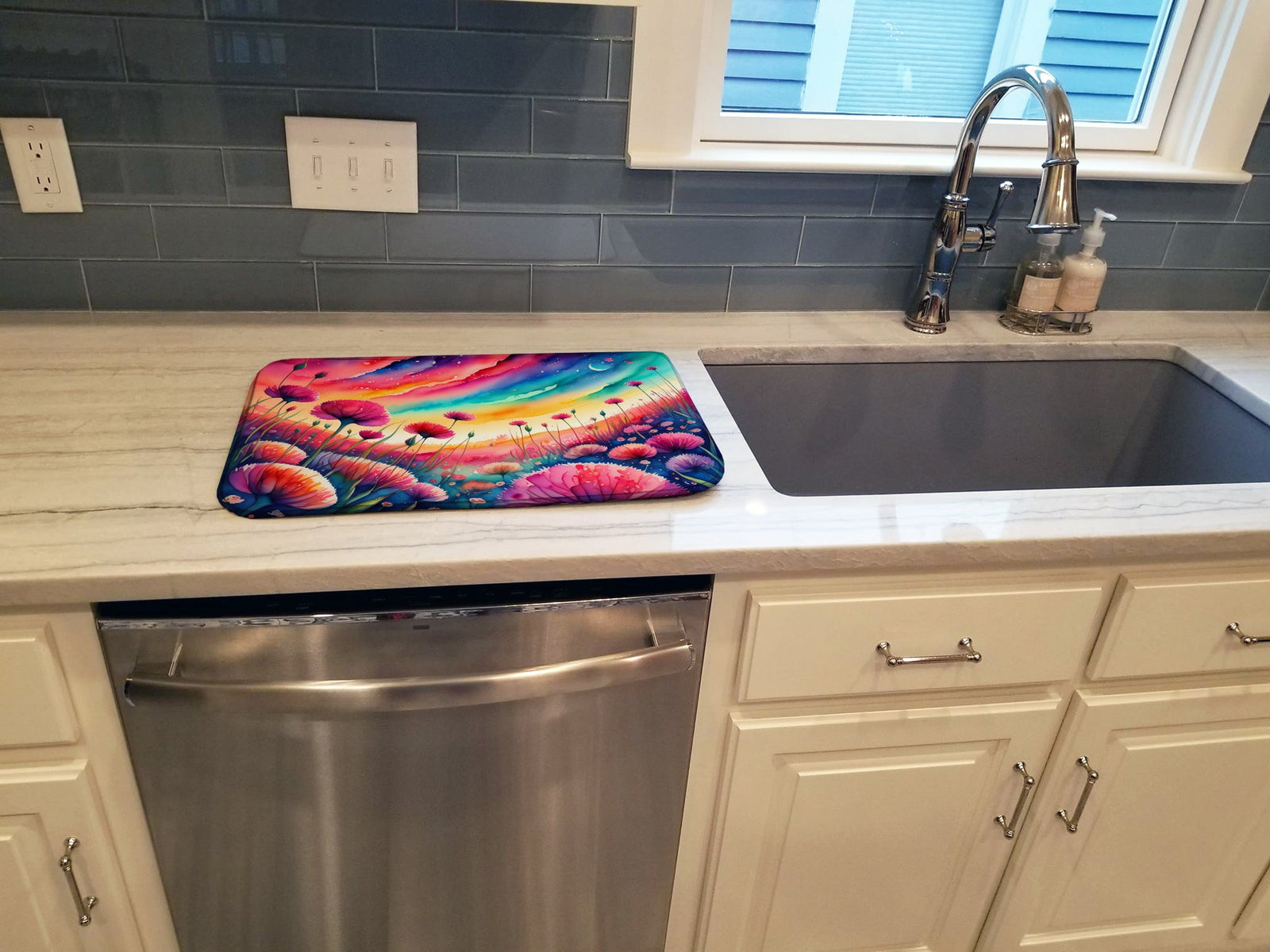 Caroline's Treasures Dianthus in Color Dish Drying Mat