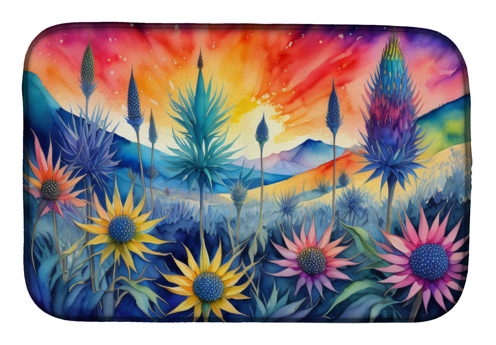 Caroline's Treasures Eryngium in Color Dish Drying Mat