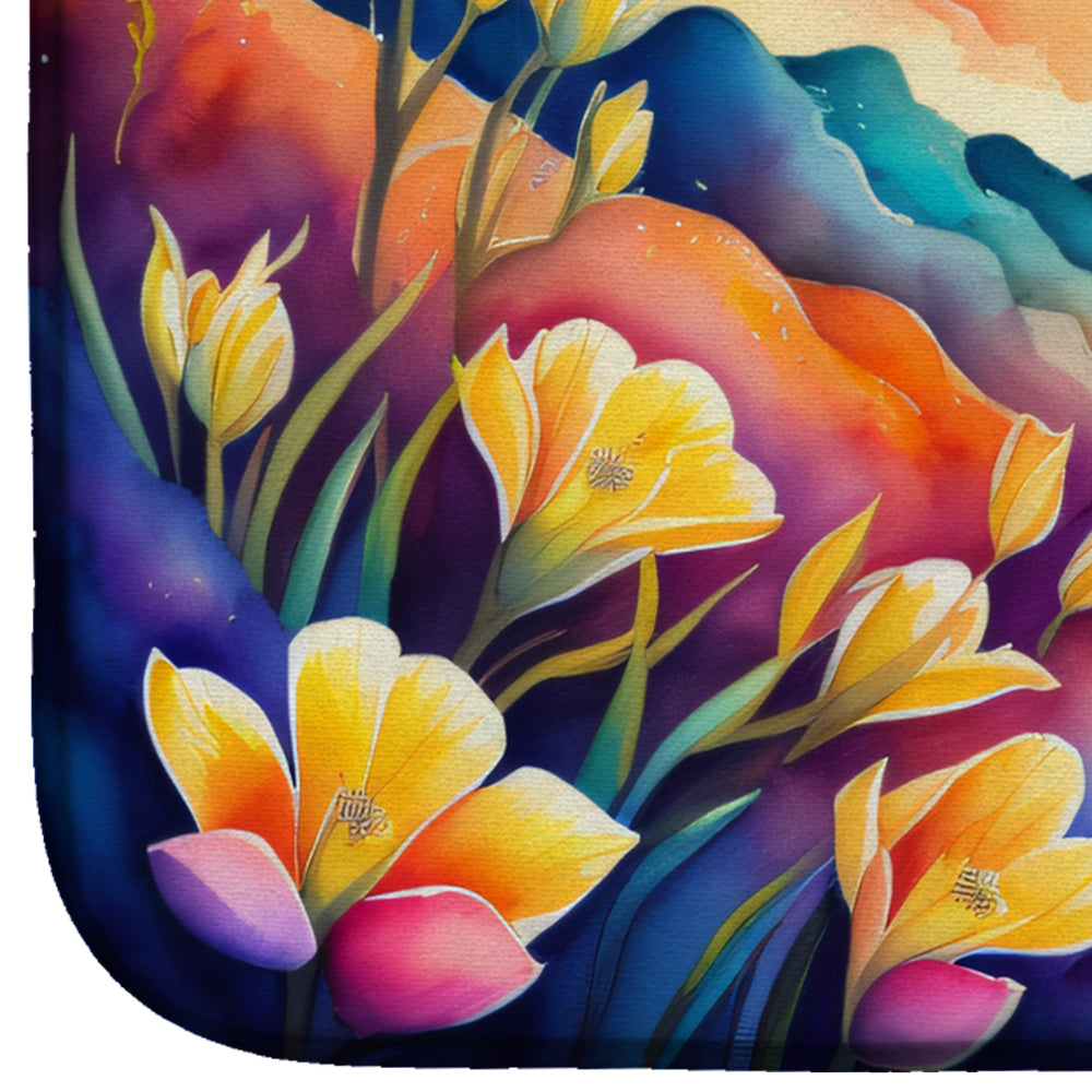 Caroline's Treasures Freesia in Color Dish Drying Mat