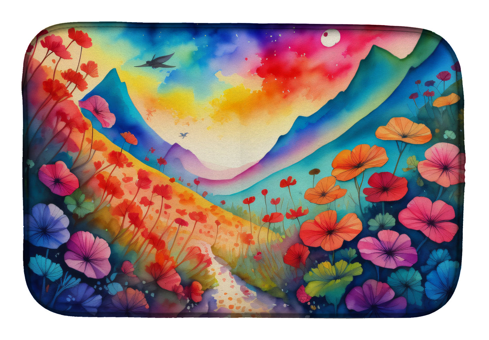 Caroline's Treasures Geraniums in Color Dish Drying Mat