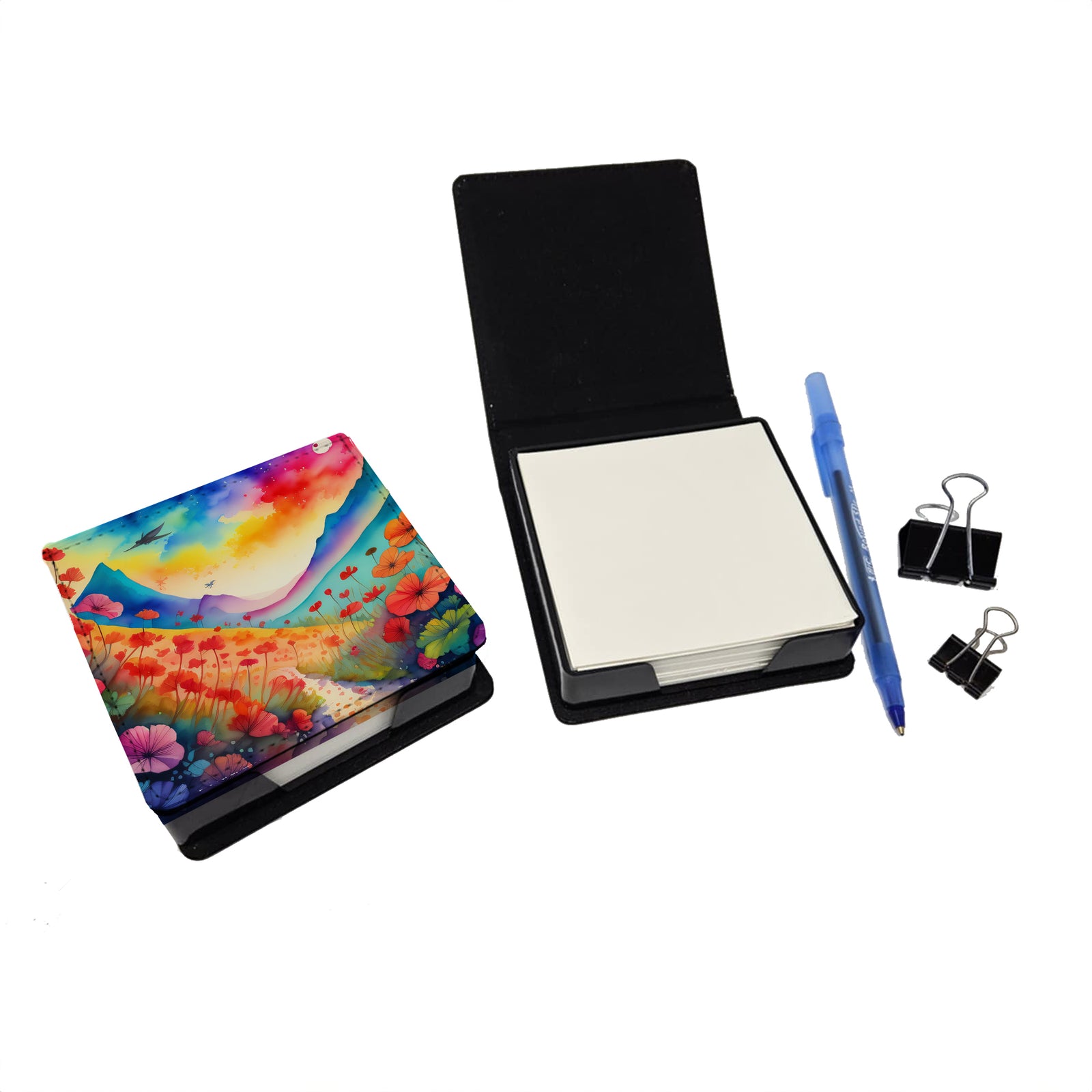 Caroline's Treasures Geraniums in Color PU Leather Note Paper Holder