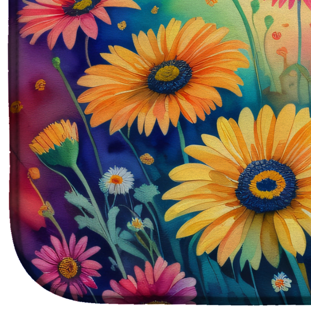 Caroline's Treasures Gerbera Daisies in Color Dish Drying Mat