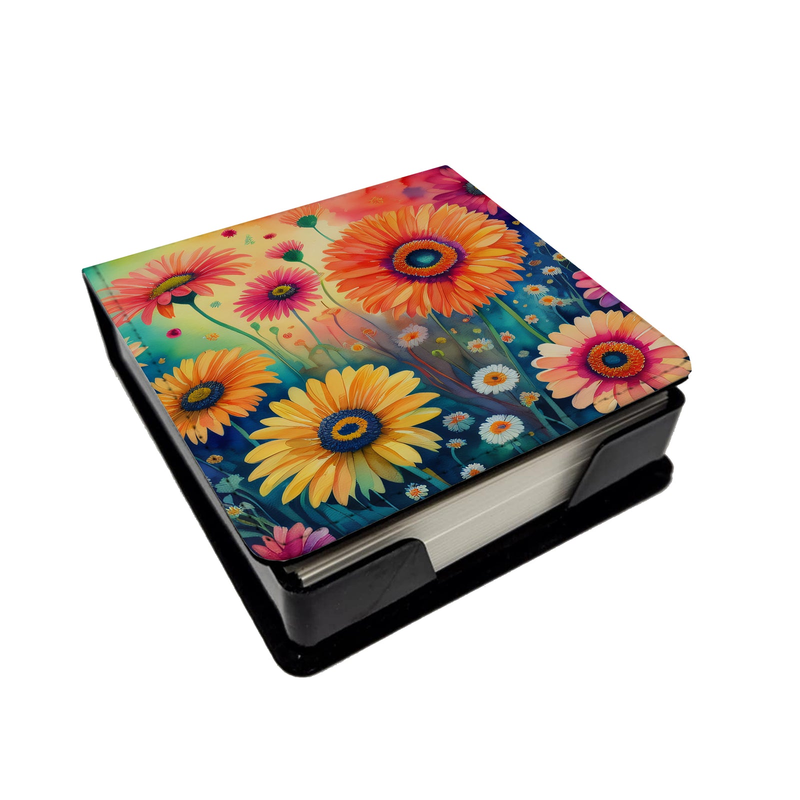 Caroline's Treasures Gerbera Daisies in Color PU Leather Note Paper Holder