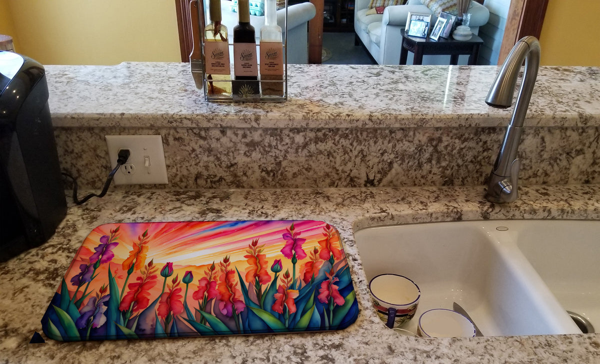 Caroline's Treasures Gladiolus in Color Dish Drying Mat