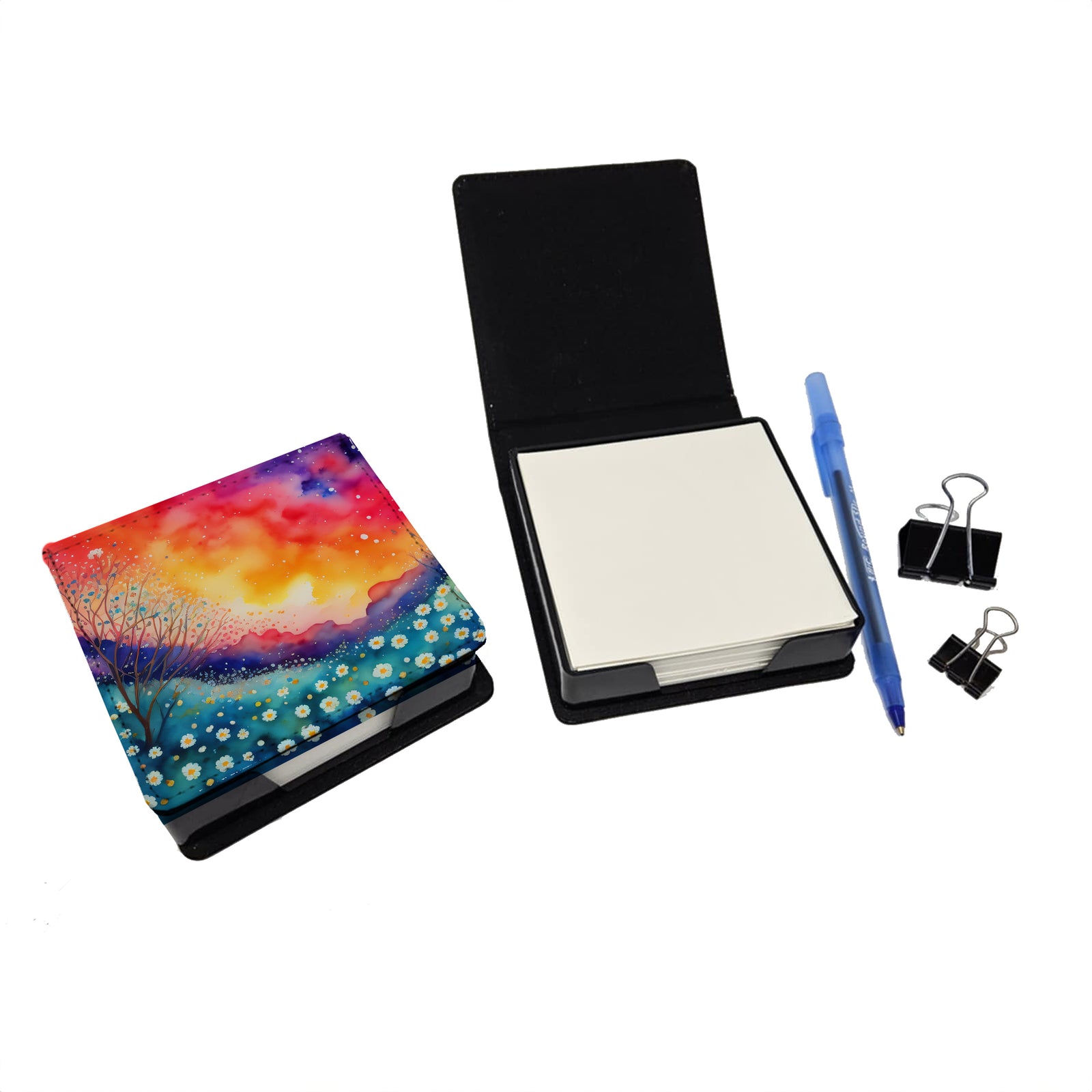 Caroline's Treasures Gypsophila in Color PU Leather Note Paper Holder