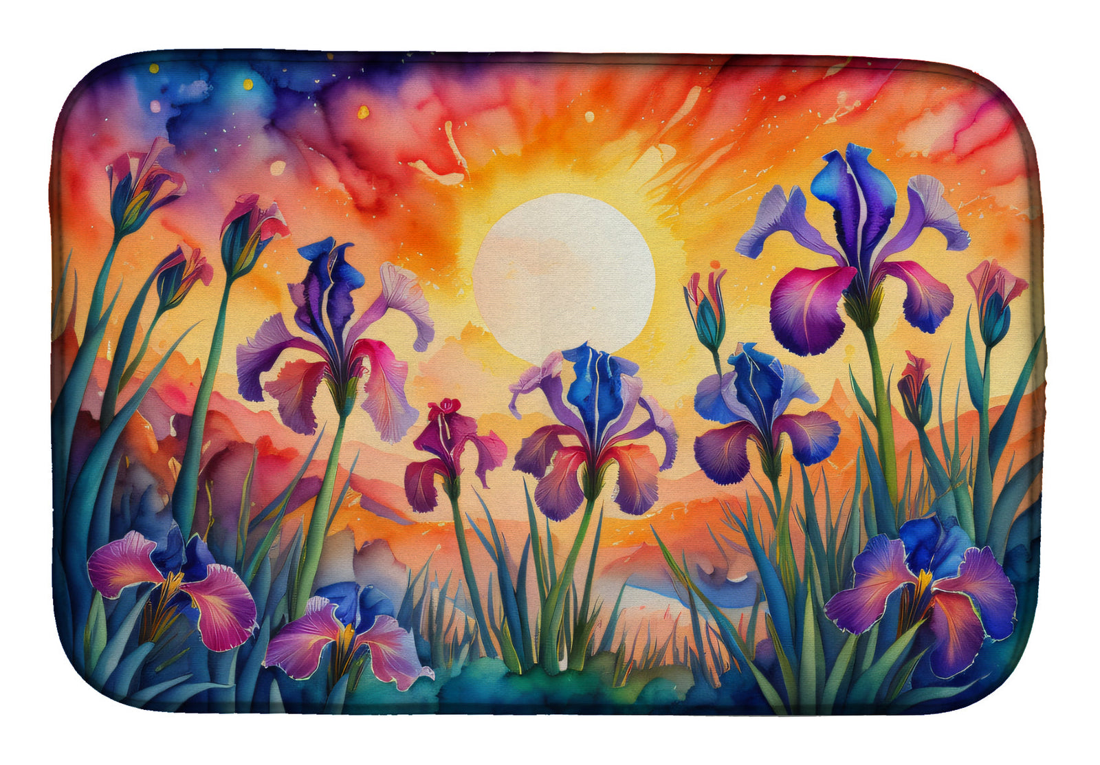 Caroline's Treasures Iris in Color Dish Drying Mat