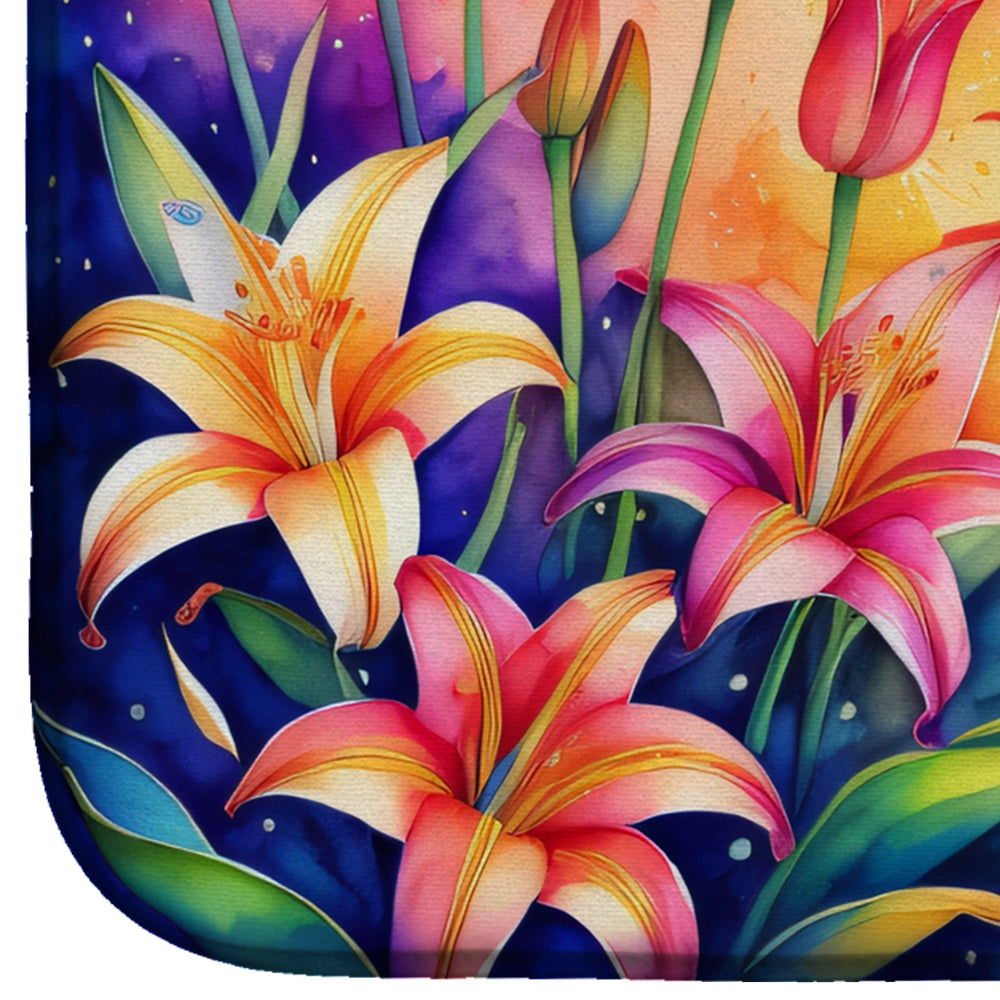 Caroline's Treasures Lilies in Color Dish Drying Mat