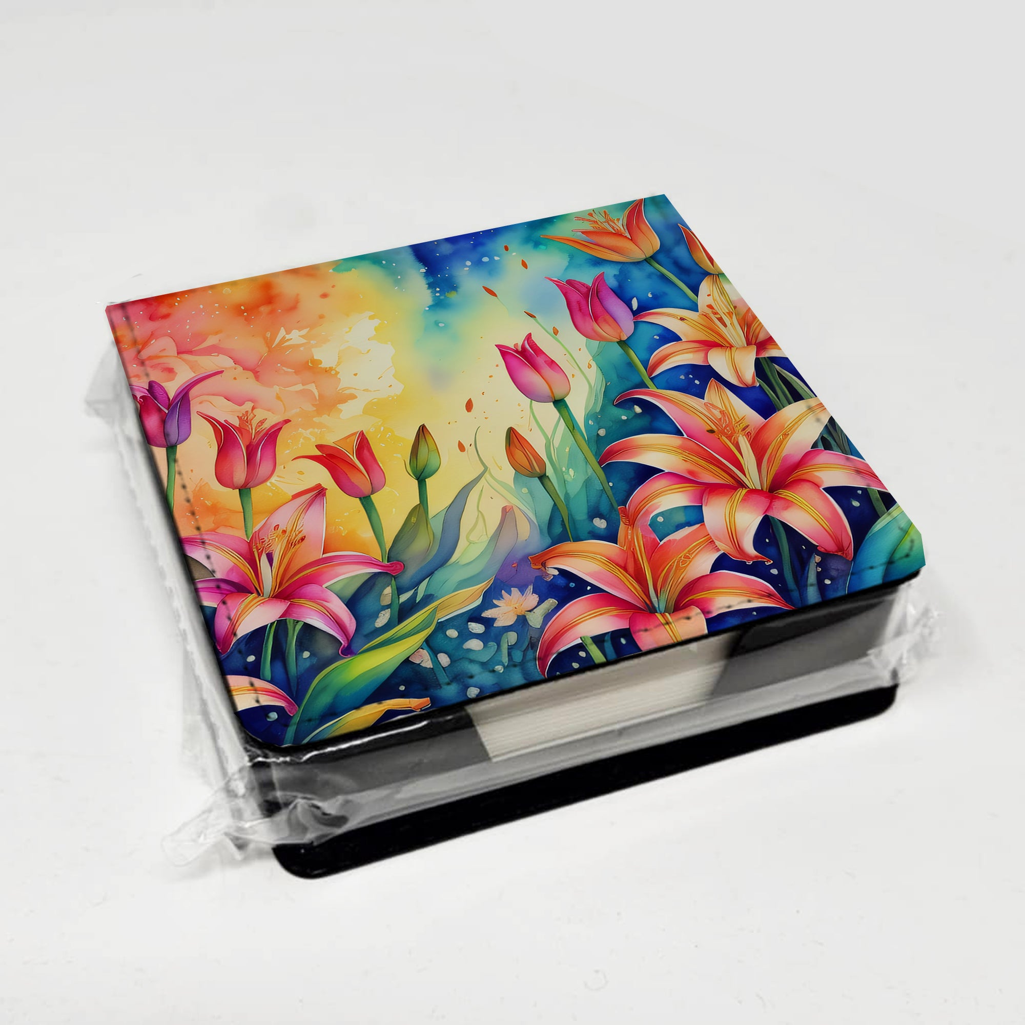 Caroline's Treasures Lilies in Color PU Leather Note Paper Holder