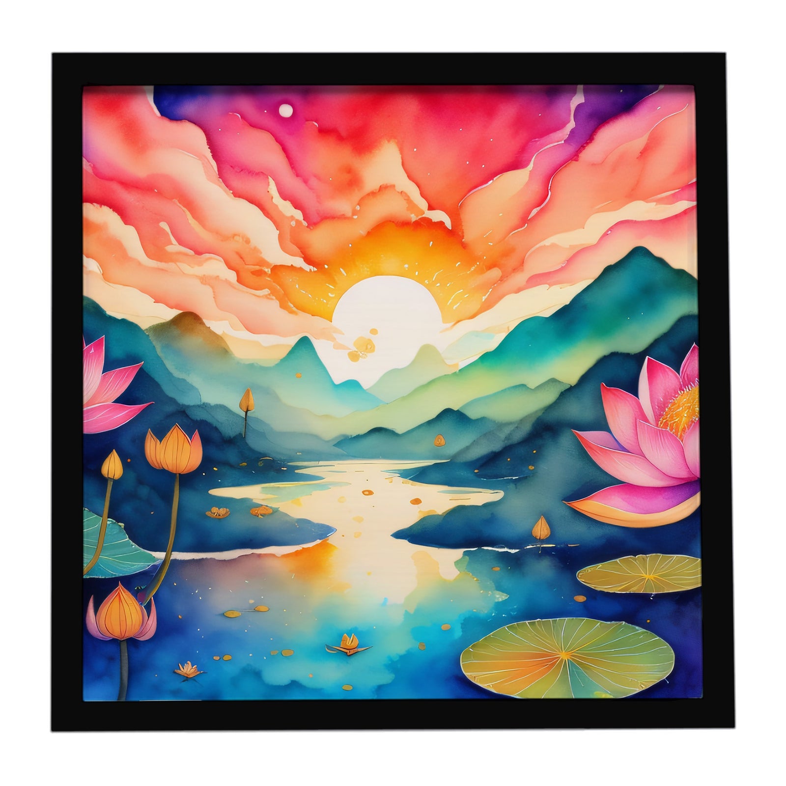 Caroline's Treasures Lotus in Color Framed Metal Print