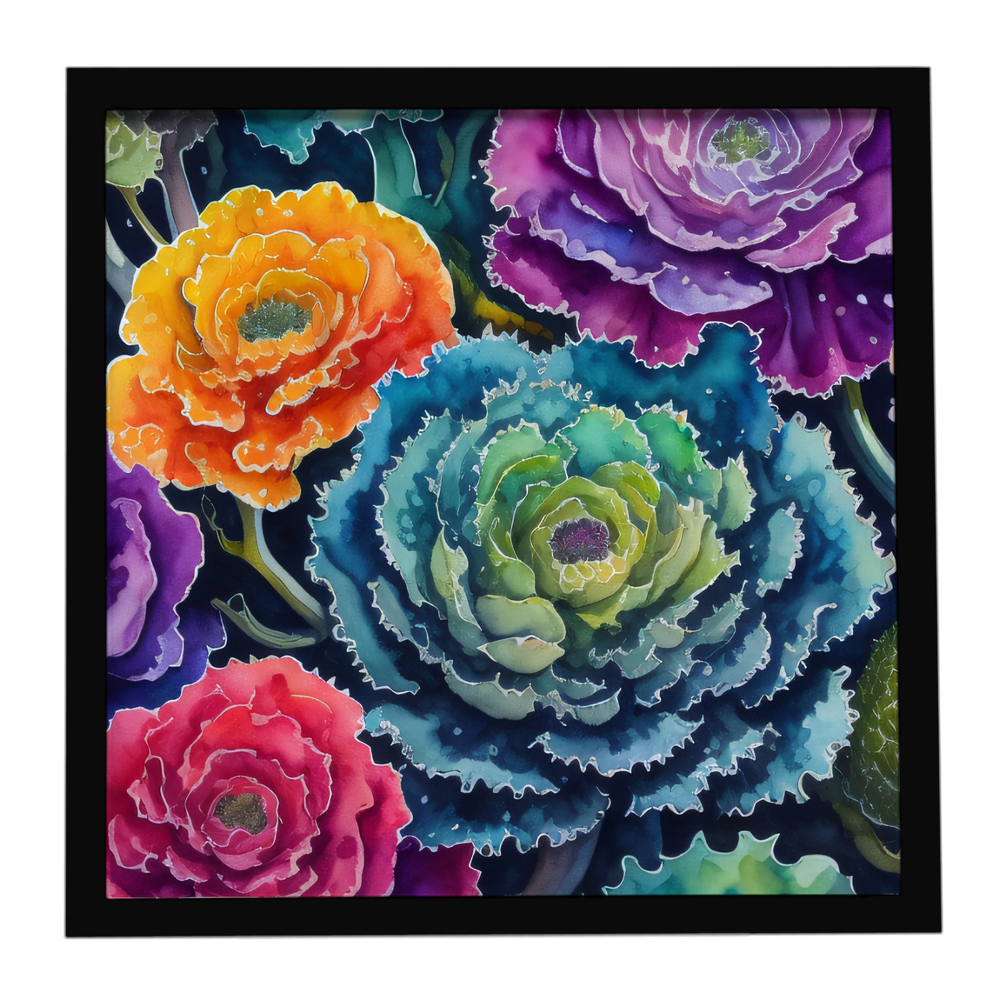 Caroline's Treasures Ornamental Kale in Color Framed Metal Print