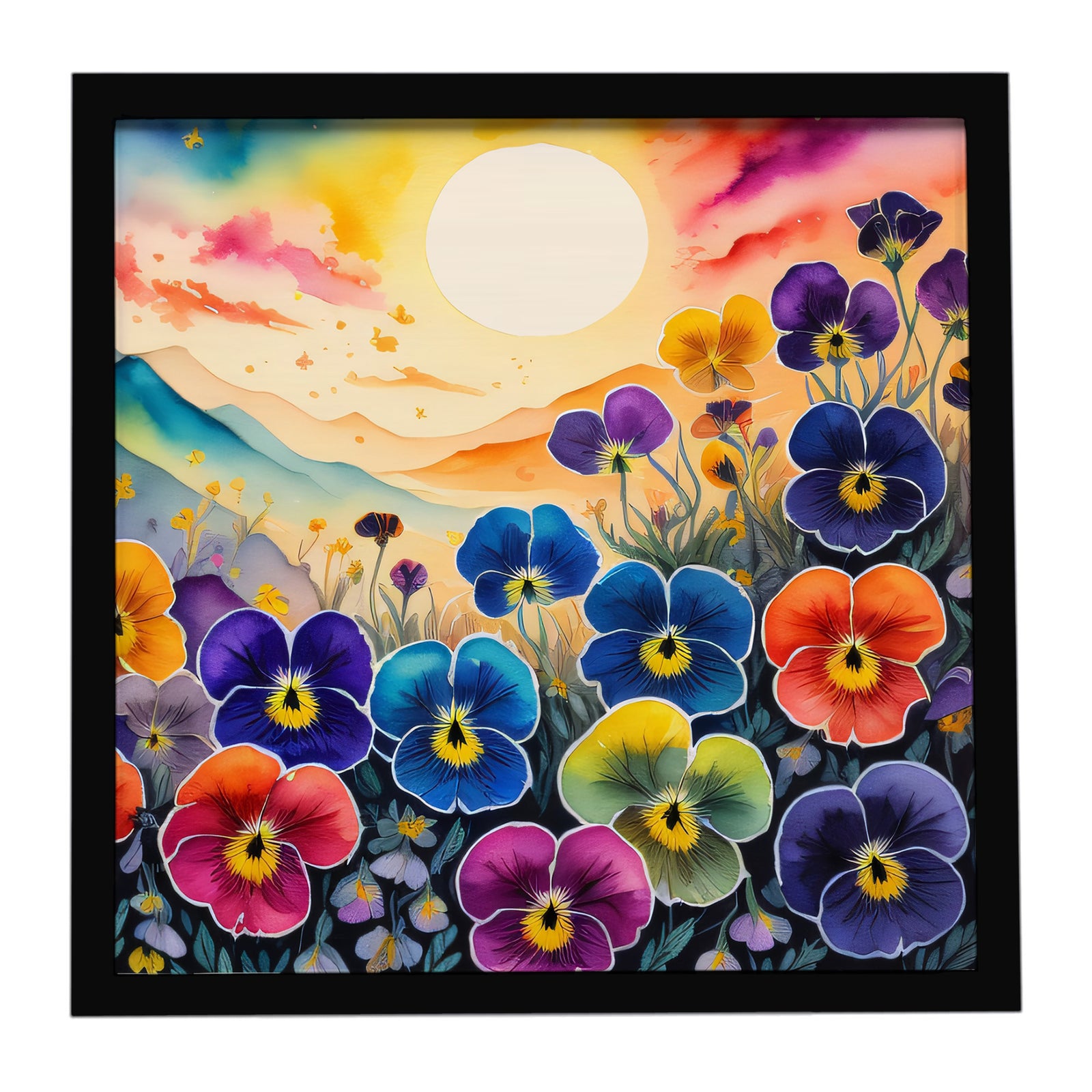 Caroline's Treasures Pansies in Color Framed Metal Print