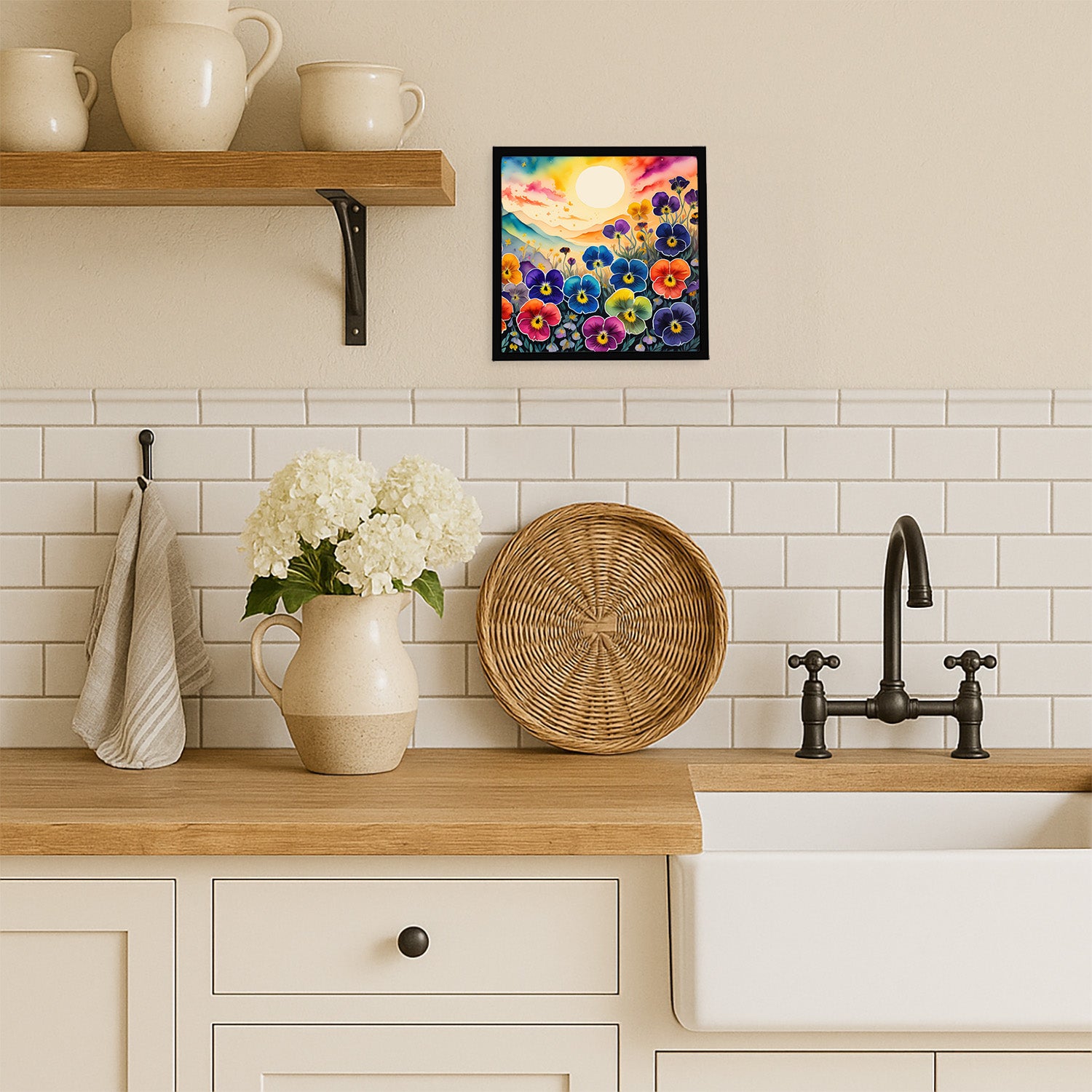 Caroline's Treasures Pansies in Color Framed Metal Print