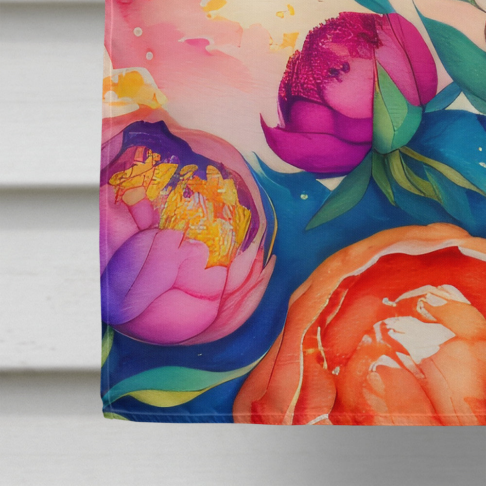 Peonies in Color House Flag
