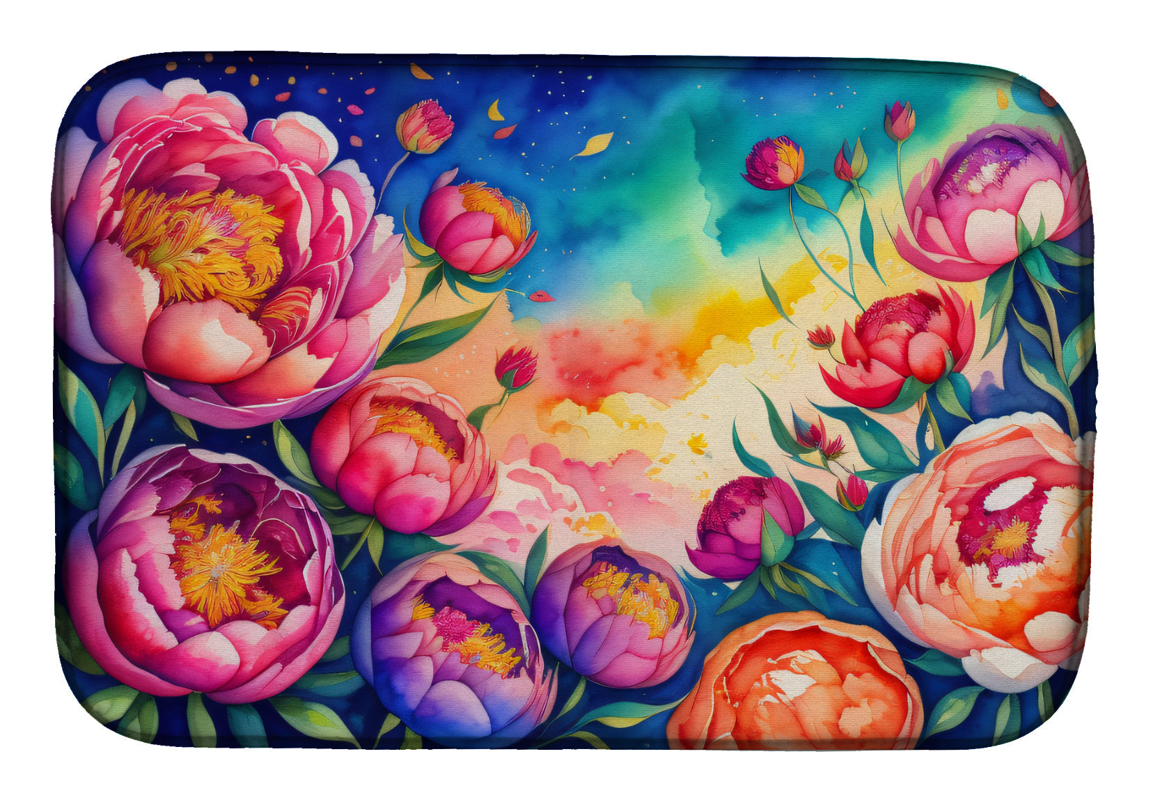 Caroline's Treasures Peonies in Color Dish Drying Mat