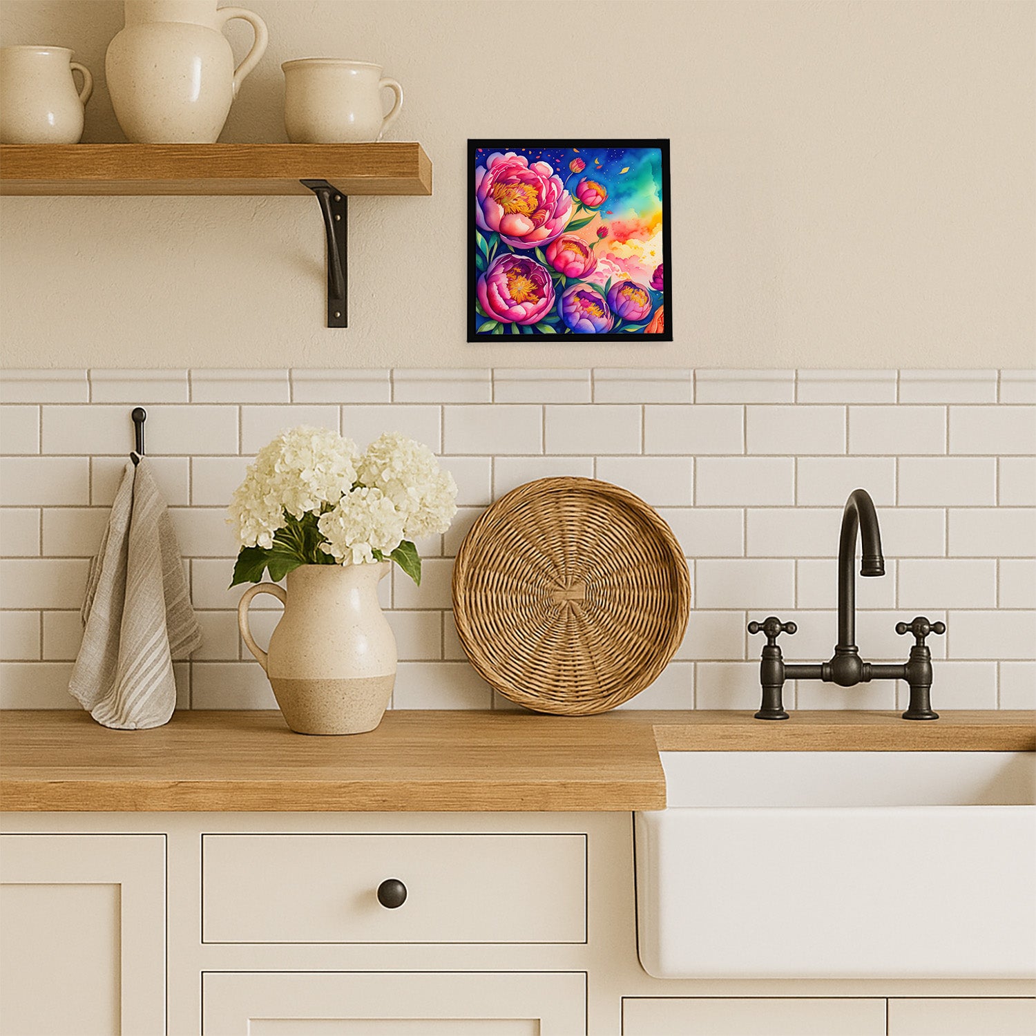 Caroline's Treasures Peonies in Color Framed Metal Print