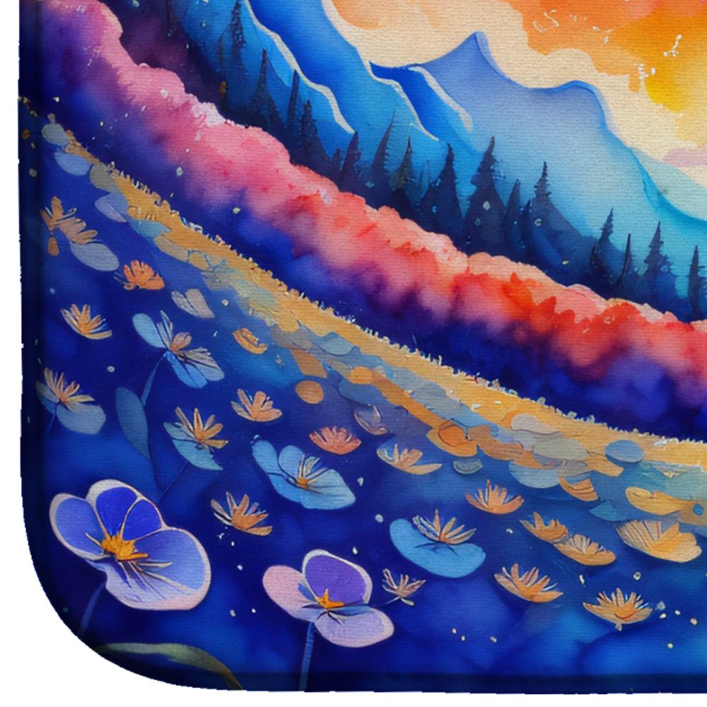 Caroline's Treasures Periwinkles in Color Dish Drying Mat