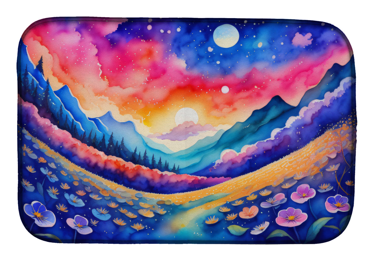 Caroline's Treasures Periwinkles in Color Dish Drying Mat