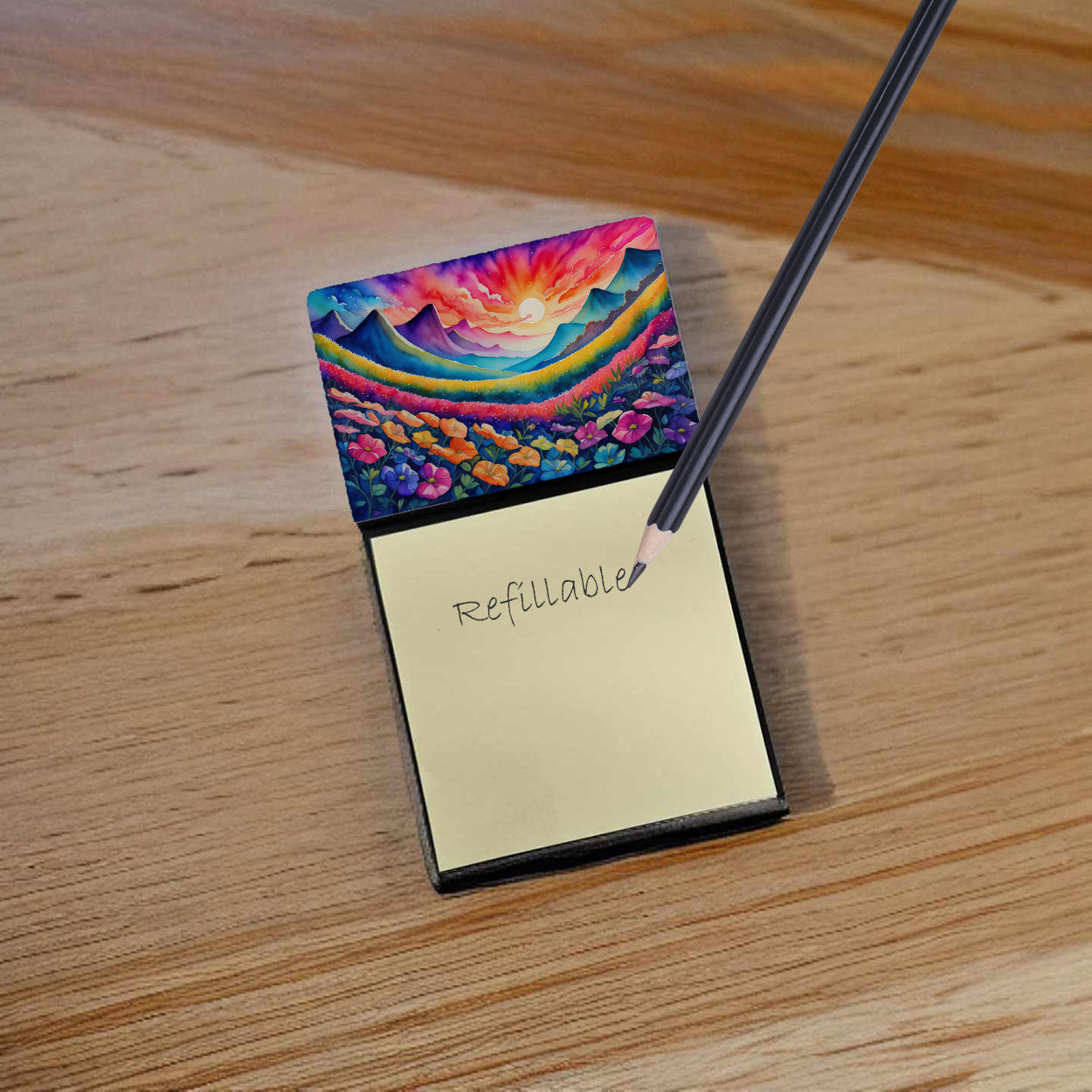 Caroline's Treasures Petunias in Color Sticky Note Holder- Refiilable Desk Accessory Note Pad