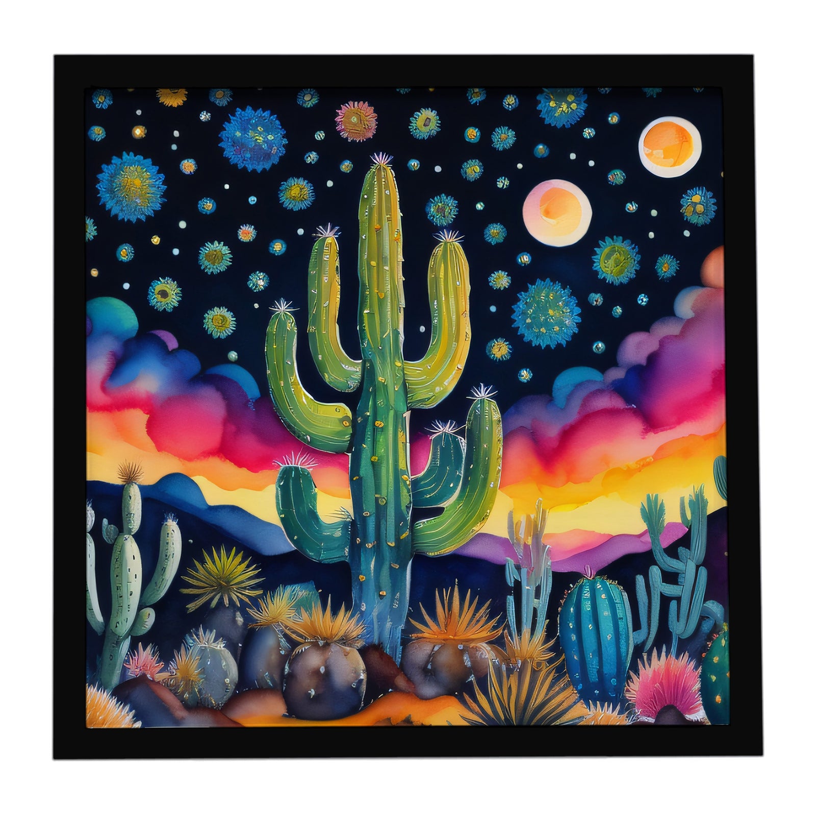 Caroline's Treasures Queen of the Night Cactus in Color Framed Metal Print