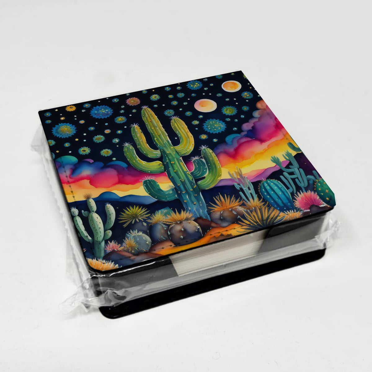 Caroline's Treasures Queen of the Night Cactus in Color PU Leather Note Paper Holder