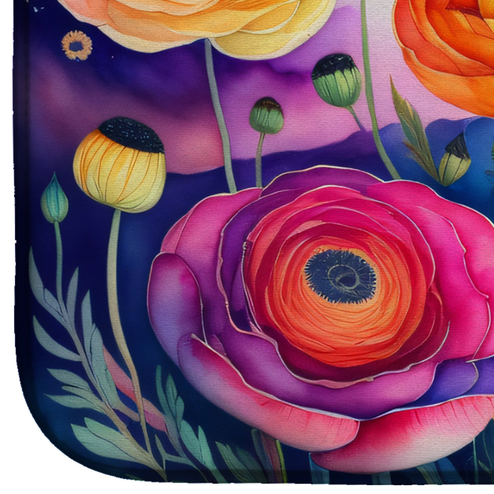 Caroline's Treasures Ranunculus in Color Dish Drying Mat