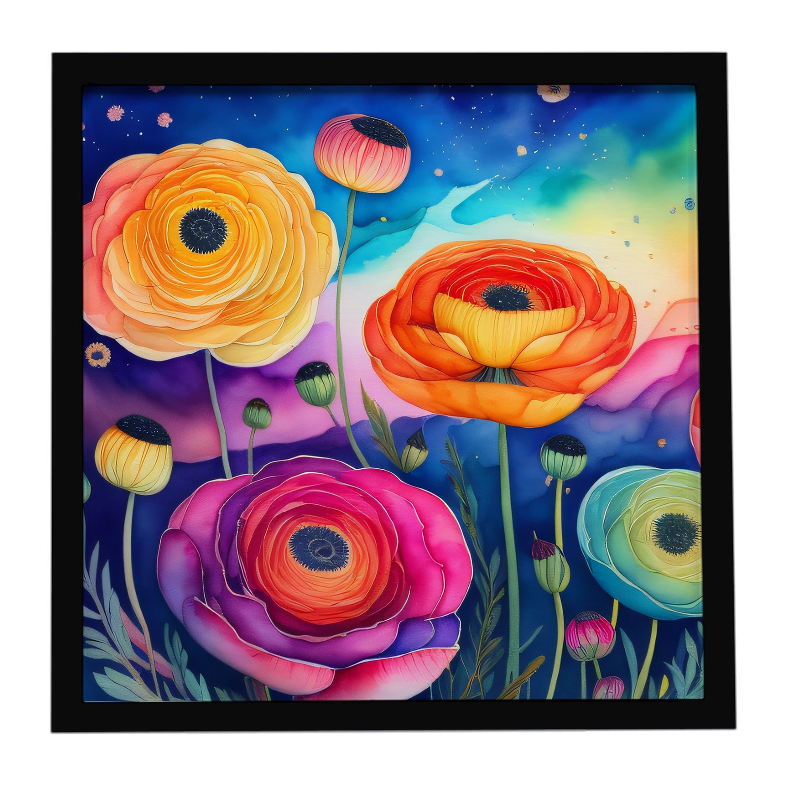 Caroline's Treasures Ranunculus in Color Framed Metal Print