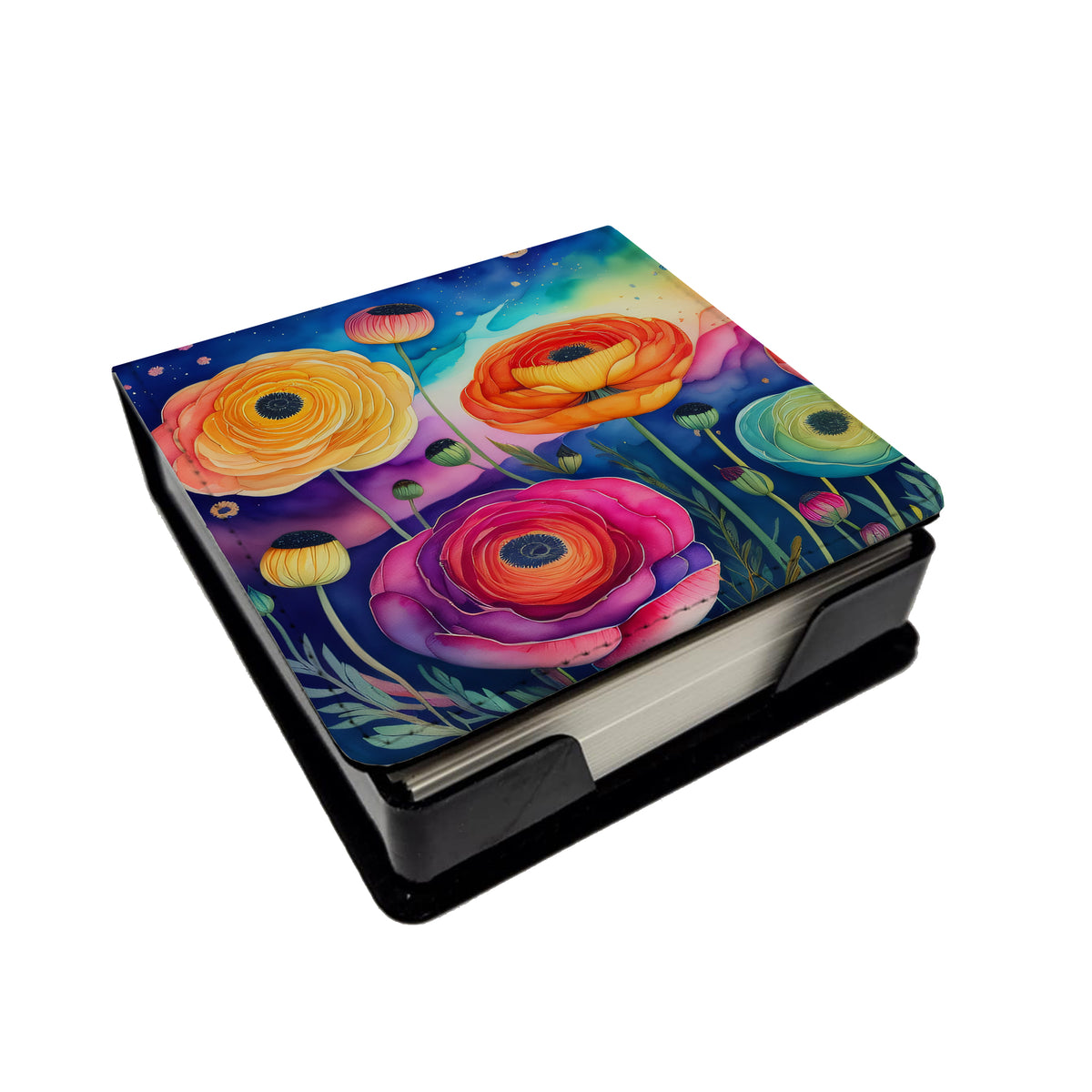 Caroline's Treasures Ranunculus in Color PU Leather Note Paper Holder
