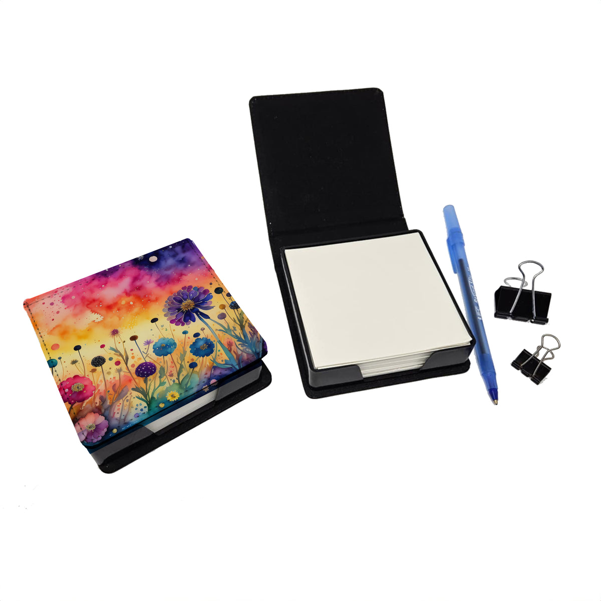 Caroline's Treasures Scabiosa in Color PU Leather Note Paper Holder