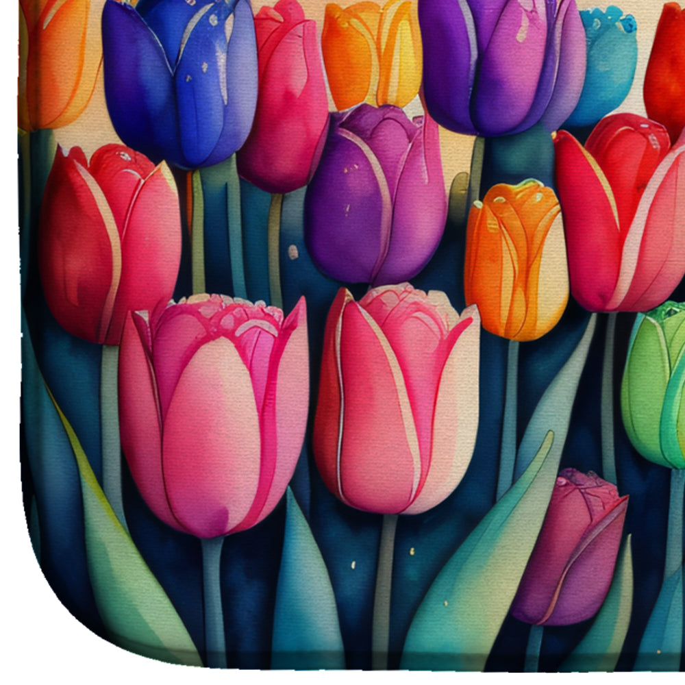 Caroline's Treasures Tulips in Color Dish Drying Mat