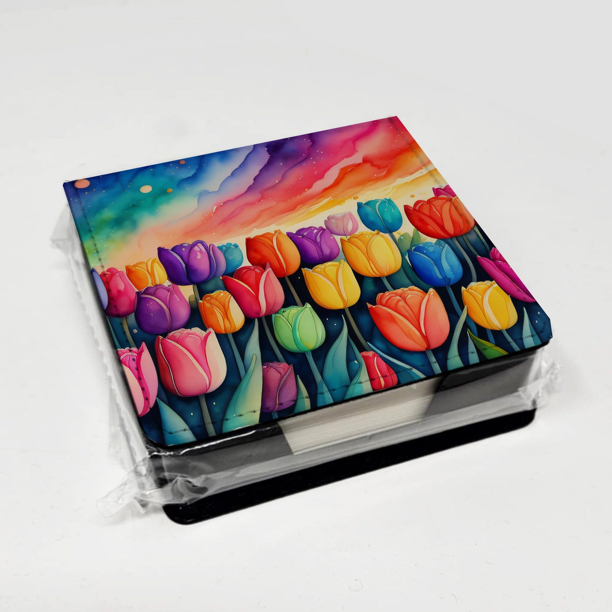 Caroline's Treasures Tulips in Color PU Leather Note Paper Holder