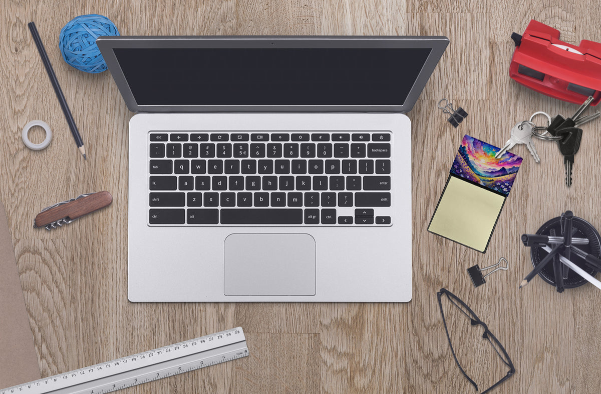 Caroline's Treasures Violets in Color Sticky Note Holder- Refiilable Desk Accessory Note Pad