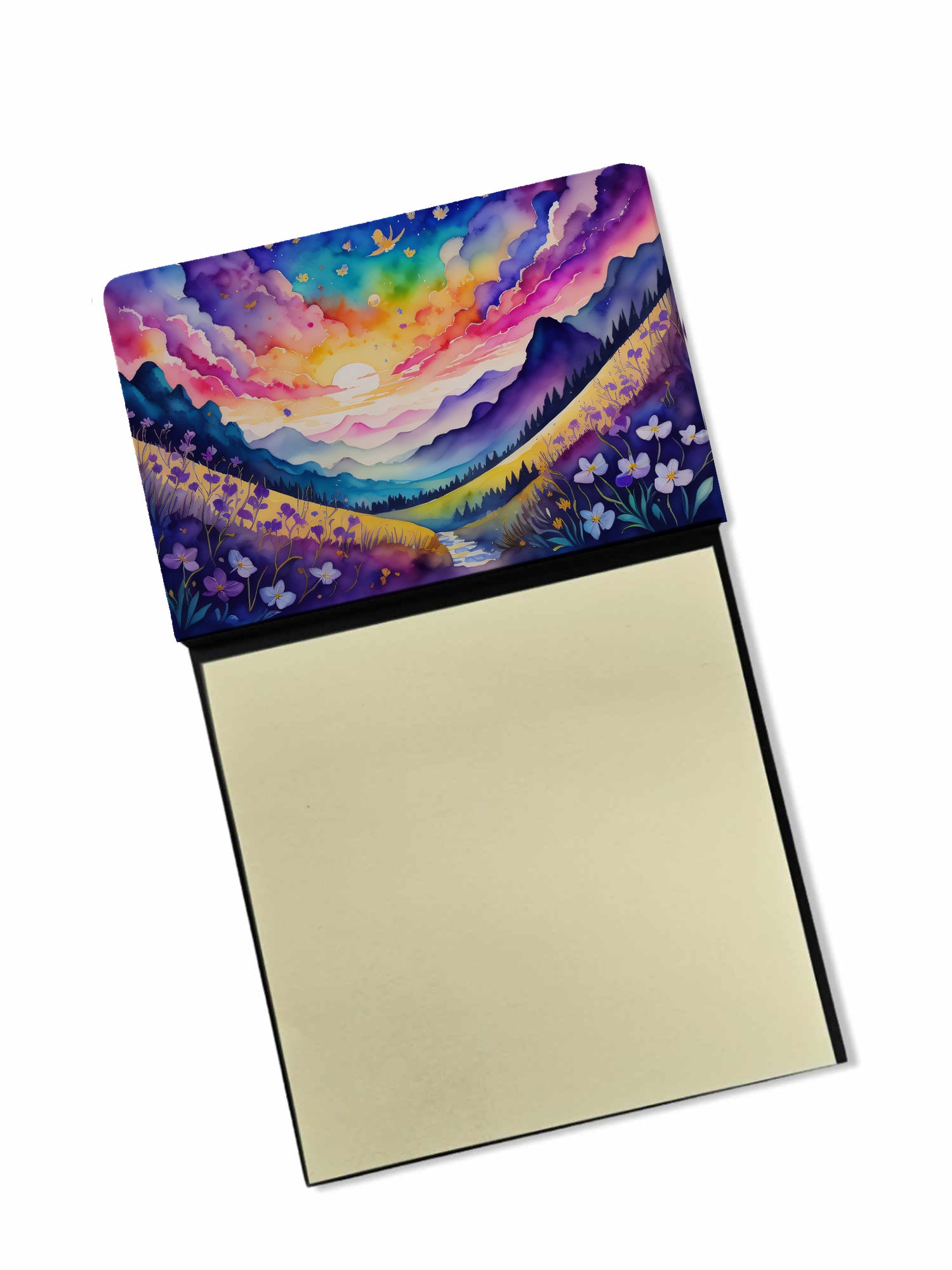 Caroline's Treasures Violets in Color Sticky Note Holder- Refiilable Desk Accessory Note Pad