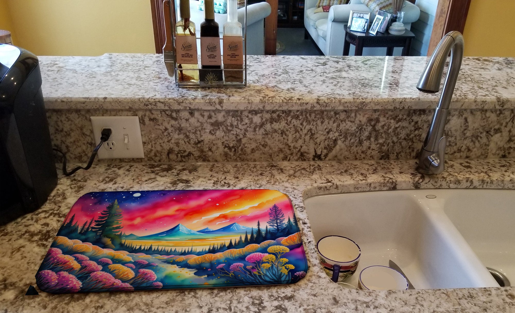 Caroline's Treasures Yarrow in Color Dish Drying Mat