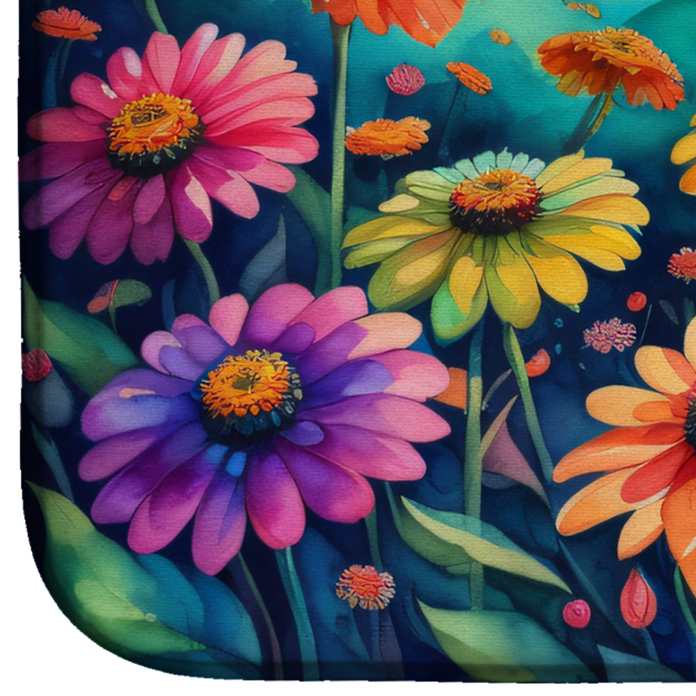 Caroline's Treasures Zinnias in Color Dish Drying Mat