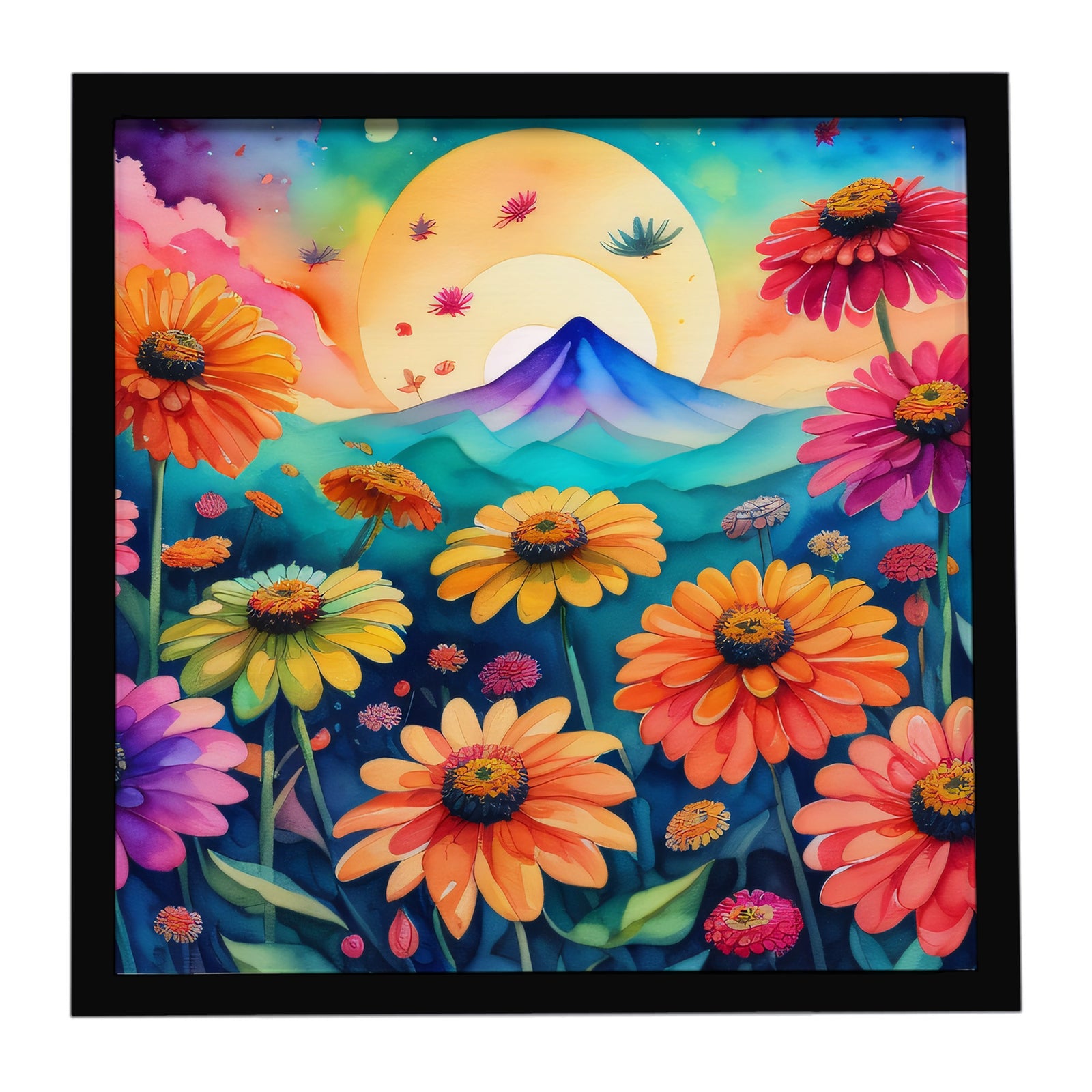 Caroline's Treasures Zinnias in Color Framed Metal Print