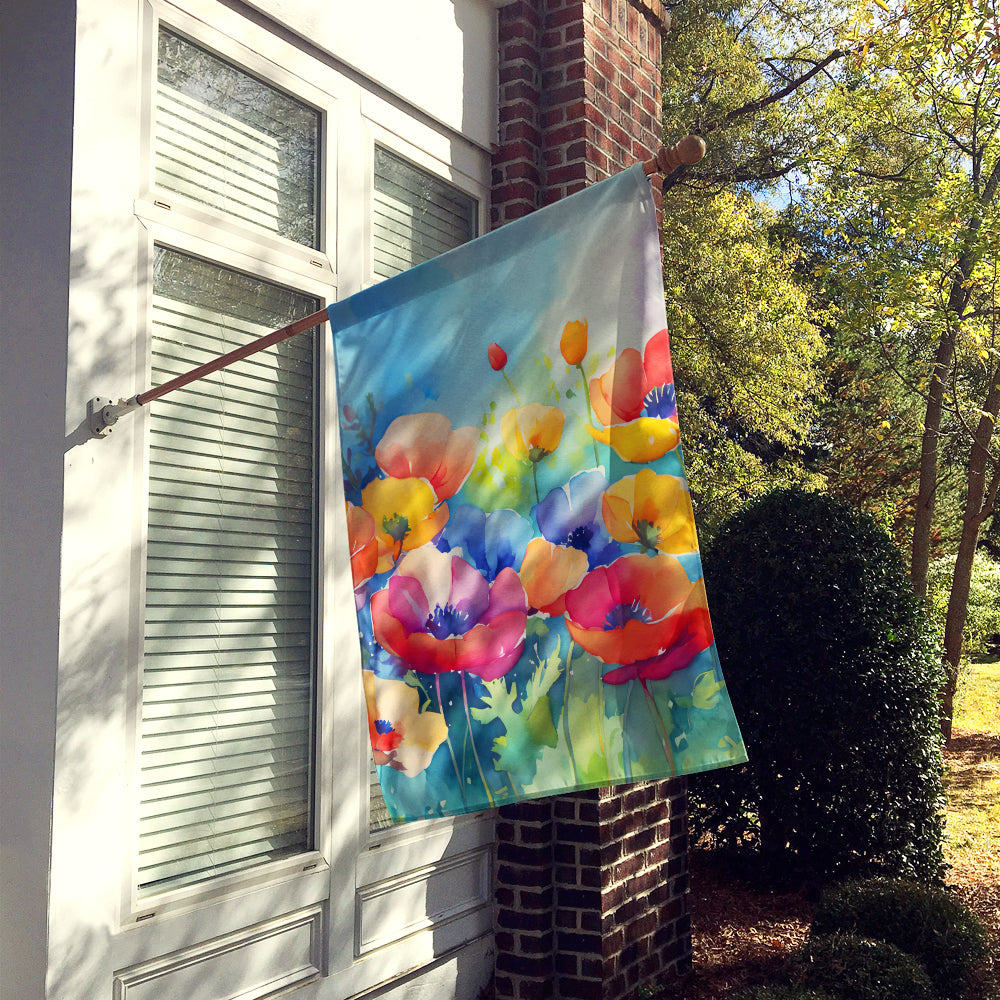 Caroline's Treasures Anemones in Watercolor House Flag