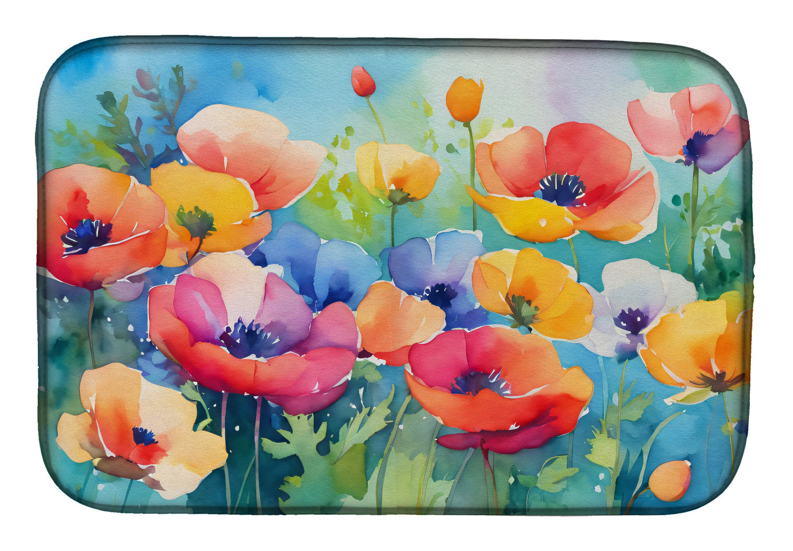 Caroline's Treasures Anemones in Watercolor Dish Drying Mat