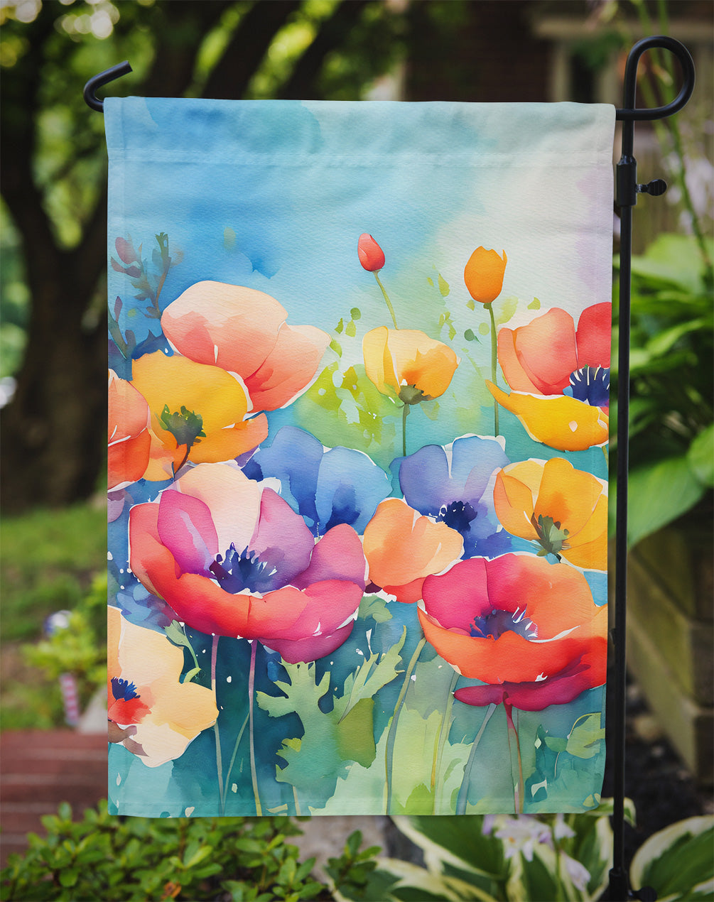 Anemones in Watercolor Garden Flag