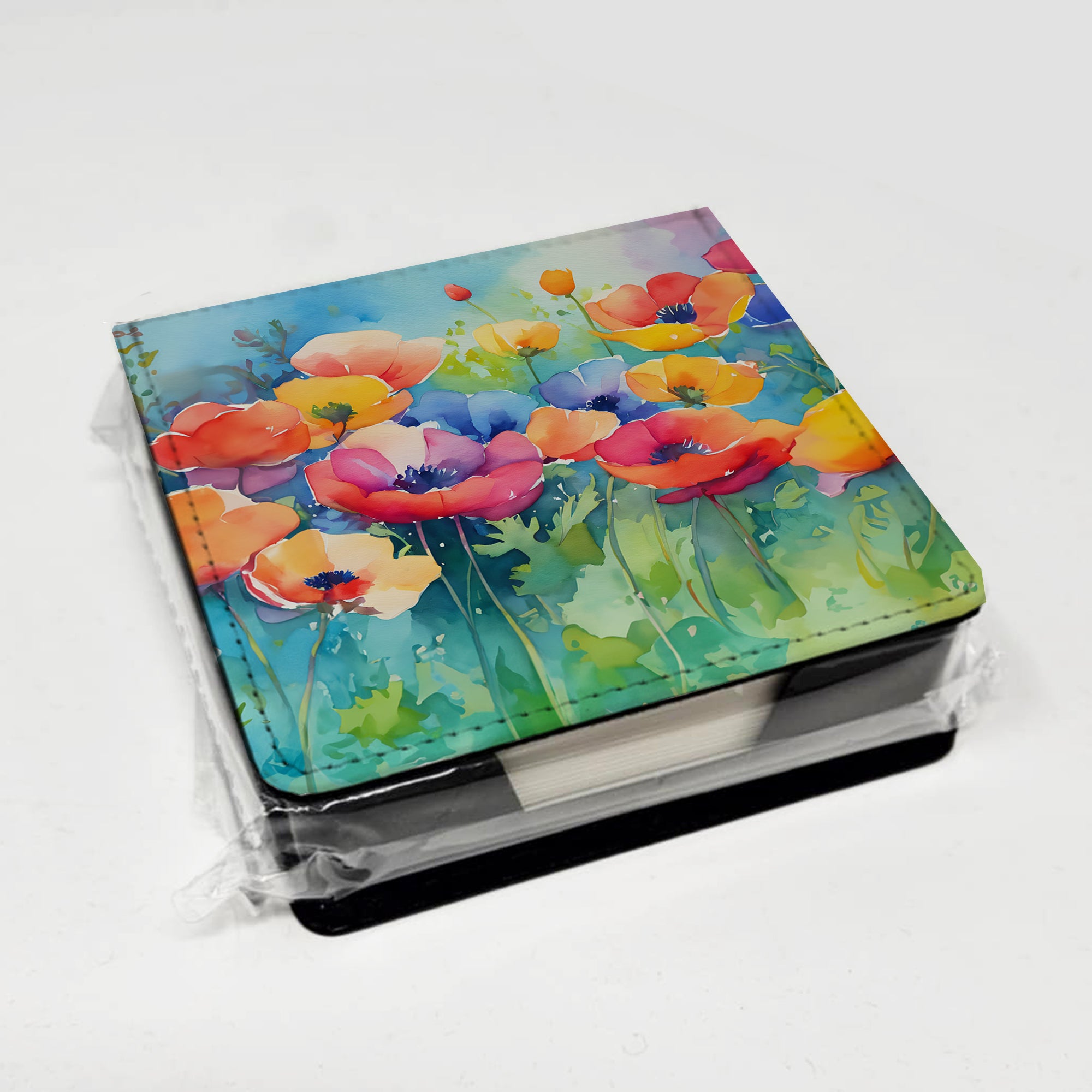 Caroline's Treasures Anemones in Watercolor PU Leather Note Paper Holder