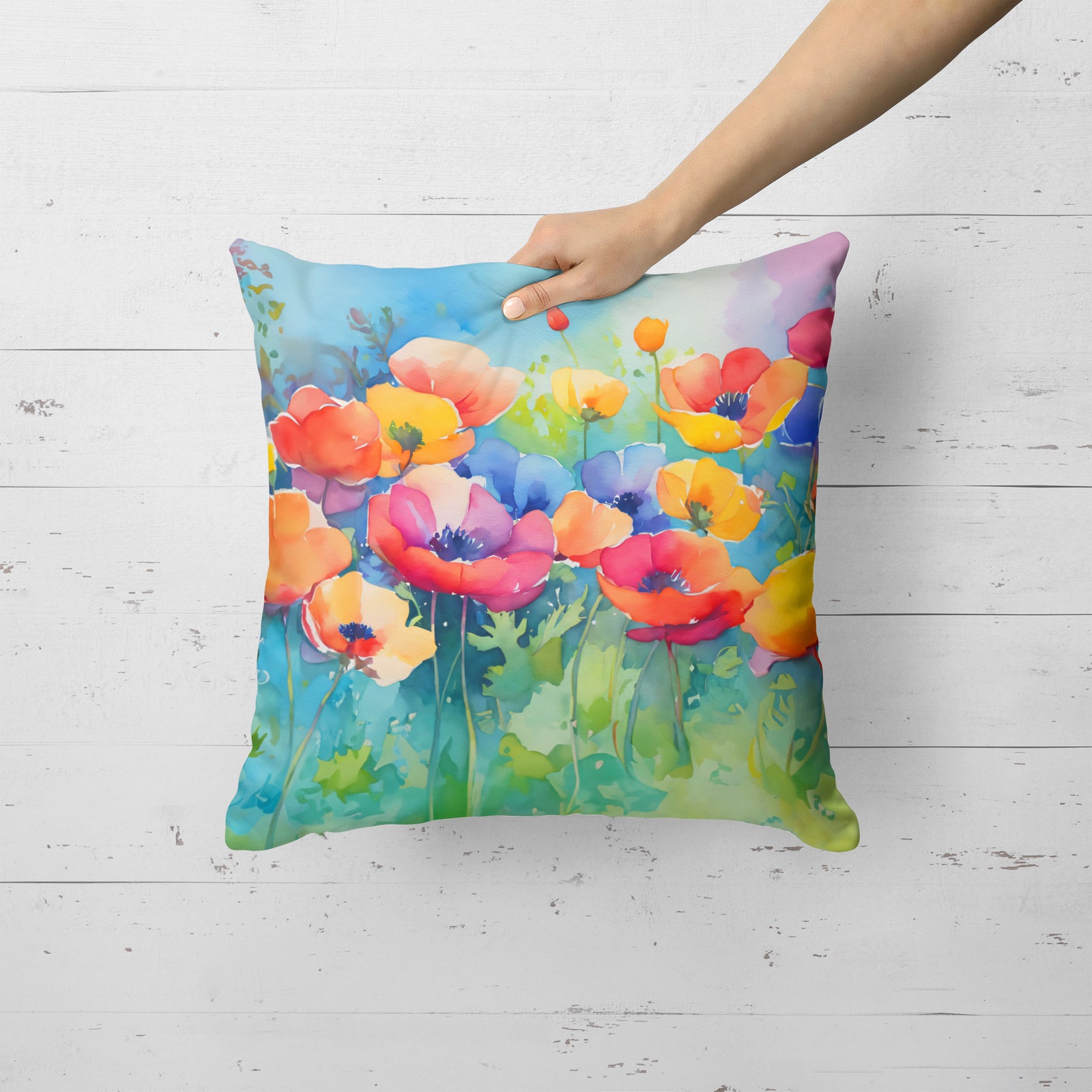 Caroline's Treasures Anemones in Watercolor Throw Pillow