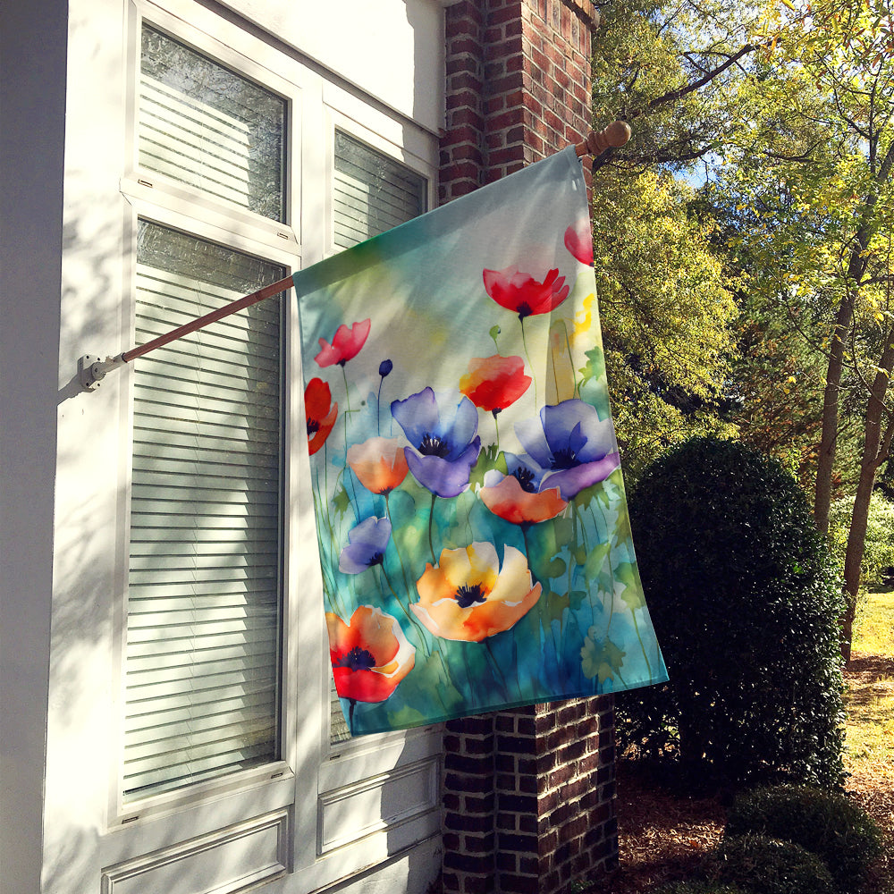 Caroline's Treasures Anemones in Watercolor House Flag