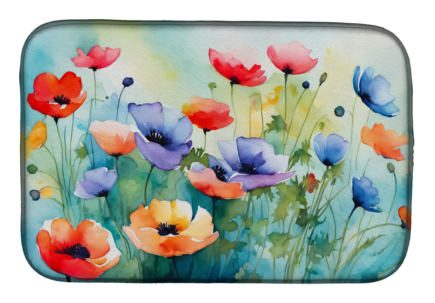 Caroline's Treasures Anemones in Watercolor Dish Drying Mat