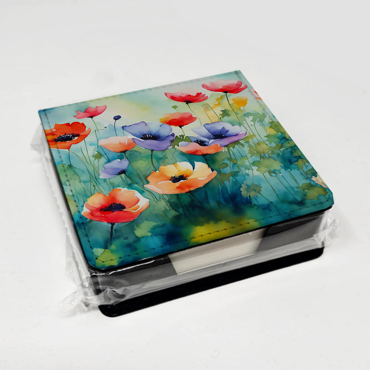 Caroline's Treasures Anemones in Watercolor PU Leather Note Paper Holder
