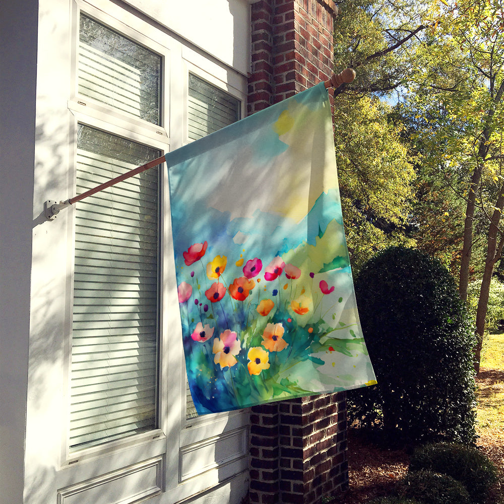 Caroline's Treasures Anemones in Watercolor House Flag