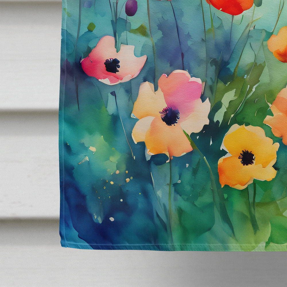 Anemones in Watercolor House Flag